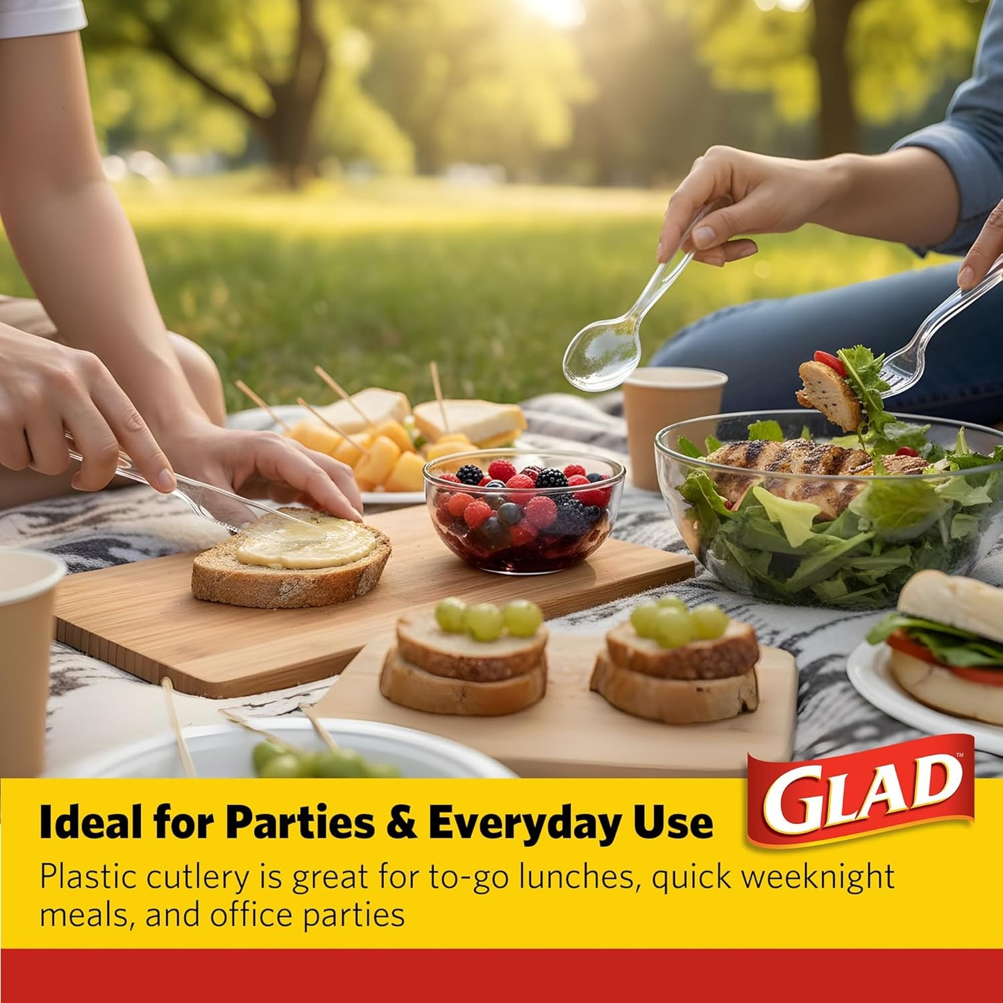 Glad Clear Disposable Cutlery Set with Heavy Duty Plastic Forks, Knives, and Spoons, Reusable Dishwasher Safe Plastic Utensils for Parties and Everyday Use, 240 Count