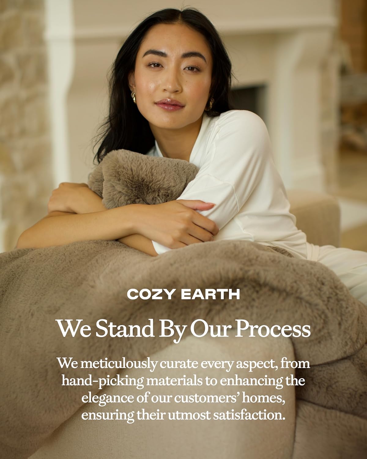 Cozy Earth Cuddle Blanket - Faux Fur Ultra-Soft Luxury Throw Blanket - Thick & Cozy Oversized Design for Lounging or Sharing - Machine Washable - Oversize Throw 80" x 60" Walnut