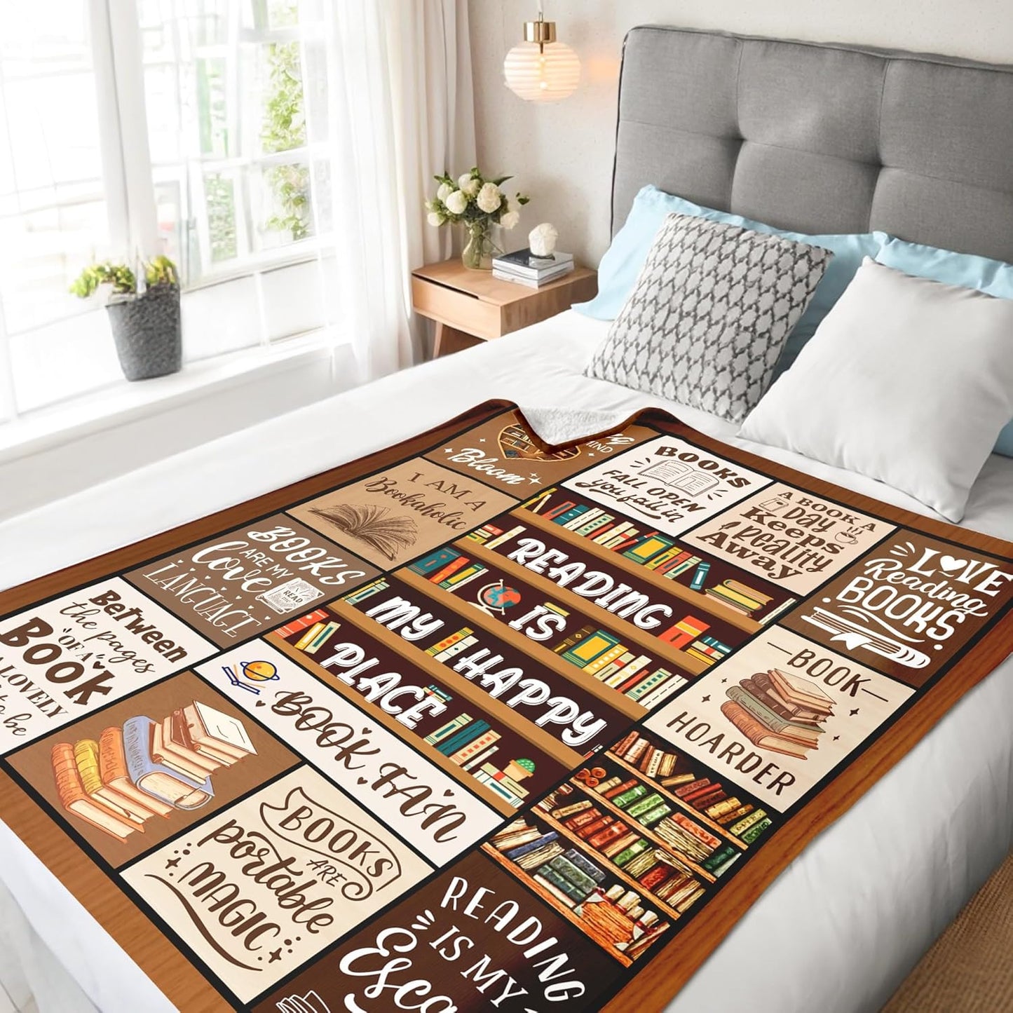 Book Lovers Gifts - Gifts for Book Lovers Women - Gifts for Readers - Reading Blanket - Books Club Librarian Bookworm Bookish Blanket Present for Women - Christmas Graduation - Throw Blanket 50"x60"