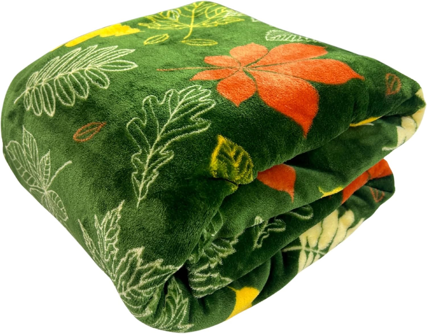 Fall Leaves Throw Blanket: Velvety Soft, Durable Fleece Accent for Bed Chair or Couch, Green Yellow Rust 50 x 70 inches