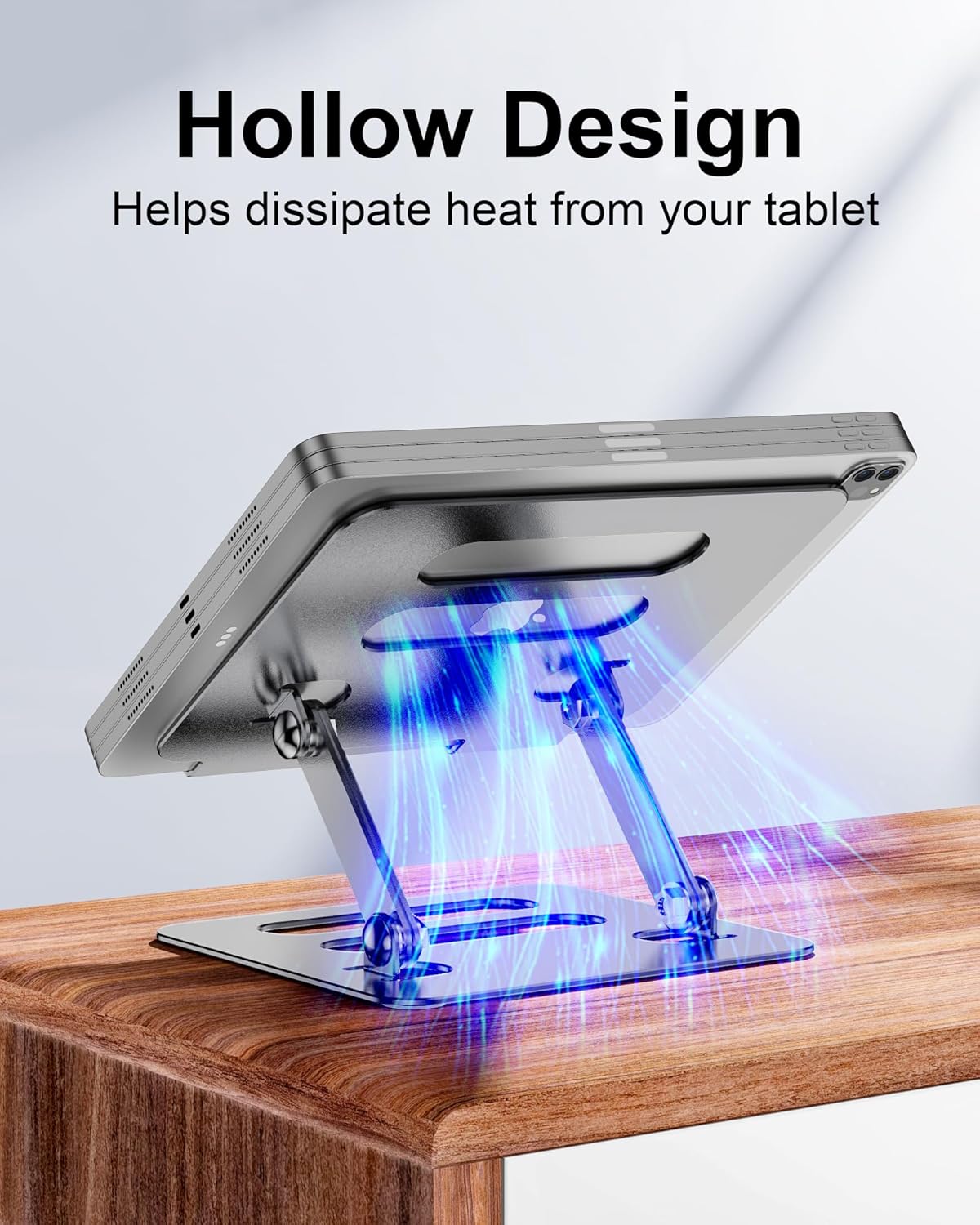 T-Ablet Stand for iPad, Adjustable Foldable Aluminium T-Ablet Stand Holder for Desk for T-Ablet (4.7-12.9 inch) Kindle and Foldable Phone Compatible with iPad Series,Galaxy Z Flip5, Silver Gray