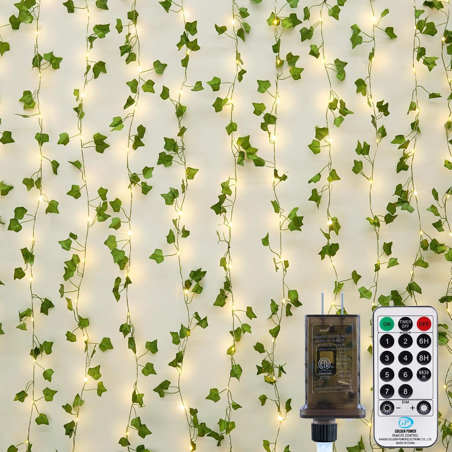 OMIKA Vine with Fairy Lights Plug in, 66FT 200 LED Ivy String Lights Connectable with Remote, Leaf Light Waterproof for Bedroom, Room, Wall, Garden, Party, Wedding Decor (Warm White)