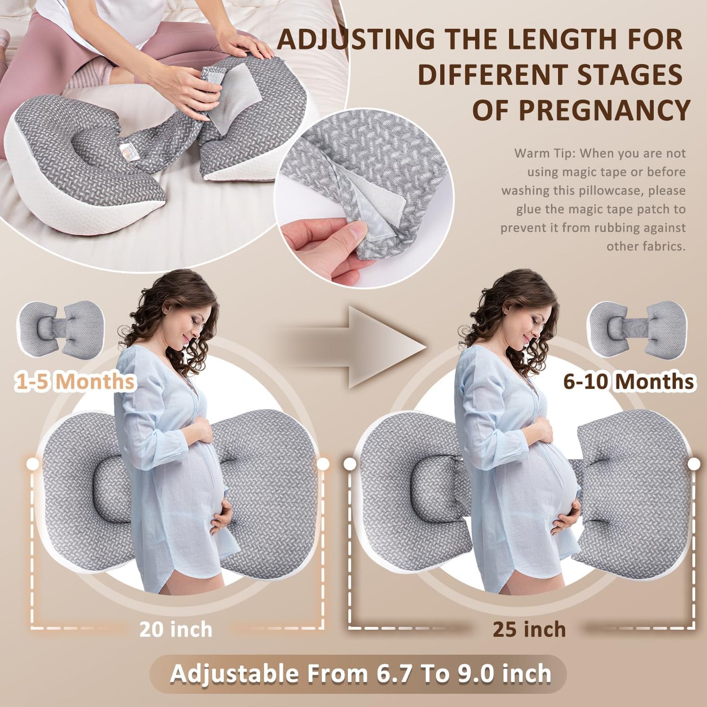 Chilling Home Pregnancy Pillow for Sleeping Portable, Maternity Pillow for Side Sleeper, Travel Wedge Pillow, Body Pillow Support for Back, Belly, Blue