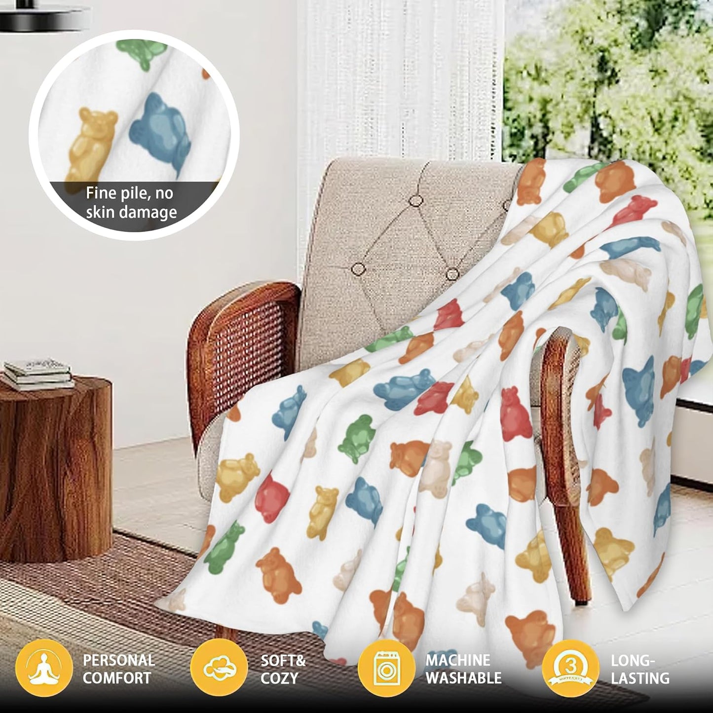 Gummy Bears Throw Blanket Soft Warm Cozy Lightweight Flannel Blanket for Bedding Sofa Travel 50"X60"