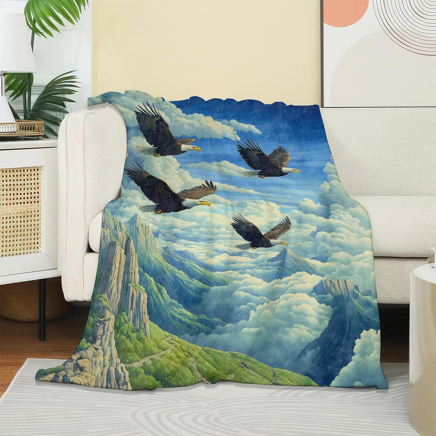 Soaring Eagle Blanket, Soft Warm Cozy Throw Blanket Gifts for Adults Kids Women, Lightweight Fuzzy Comfy Flannel Blankets for Couch, Travel, Bed, Home Decor 60×50 Inch