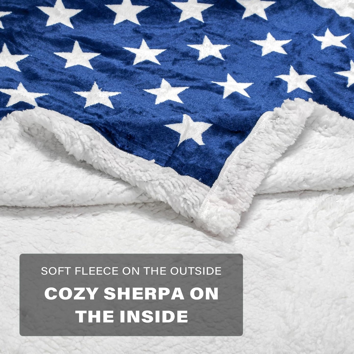 Tirrinia American Flag Blanket Sherpa Fleece Throw, Patriotic Blanket for 4th of July, Veterans Day, USA Decorations, Red White and Blue Reversible Soft Army Gift for Bed Couch Sofa 50"x60"