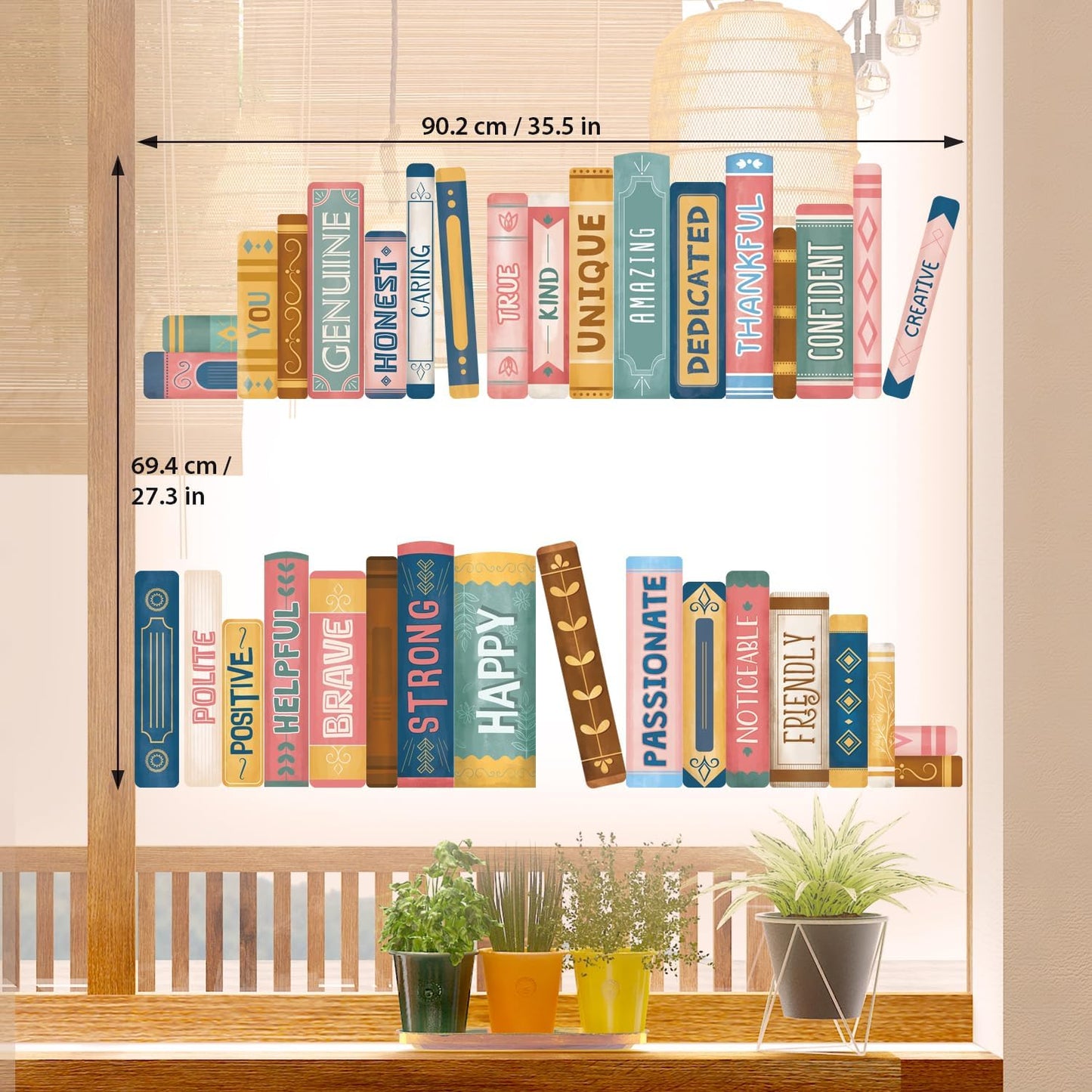 DECOWALL CDS9-9006 Book Quotes Window Clings Print Window Stickers Double Sided Glass Decals for First Day of School Back to School Party Home Classroom Library Decor Home Party