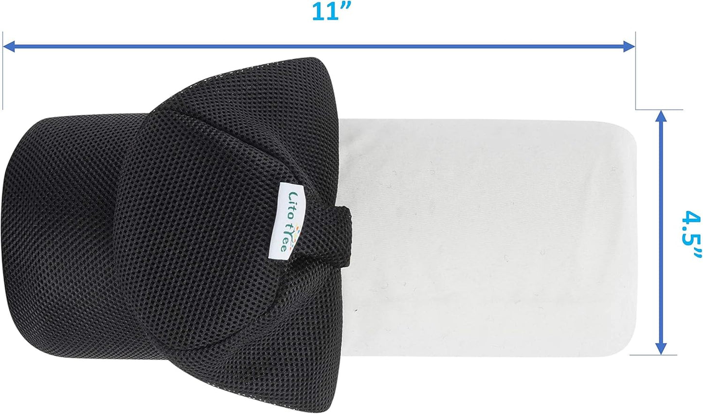 Lumbar Roll for Back Support - 100% Memory Foam - Optimized Firmness - 11 Inches Long with 4.5 Inches Diameter - Breathable Mesh Pillow Cover - for Comfortable Alignment and Support