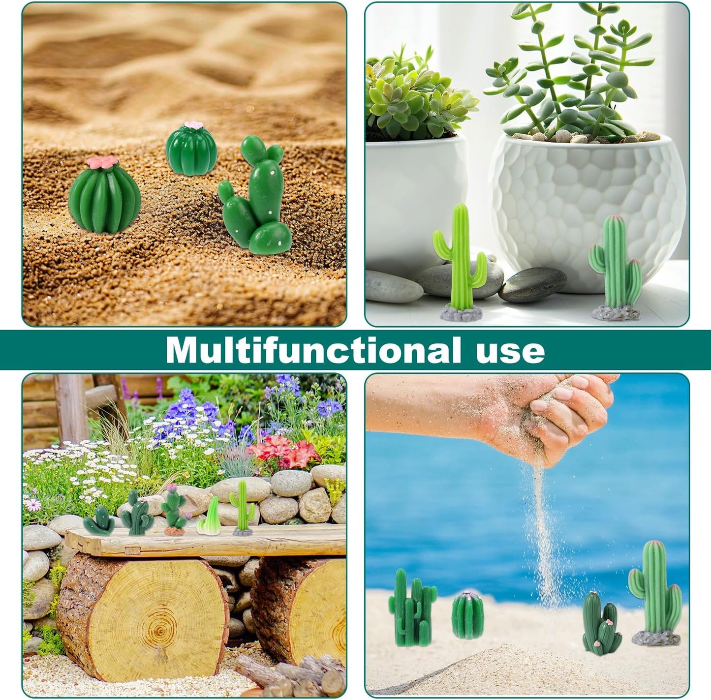 36 Pcs Mini Resin Cactus, Miniature Resin Cactus Figurines 12 Styles Cute Small Artificial Green Cactus Succulent Plants for Garden Flower Pot Bonsai Tiny Micro Landscape Decors
