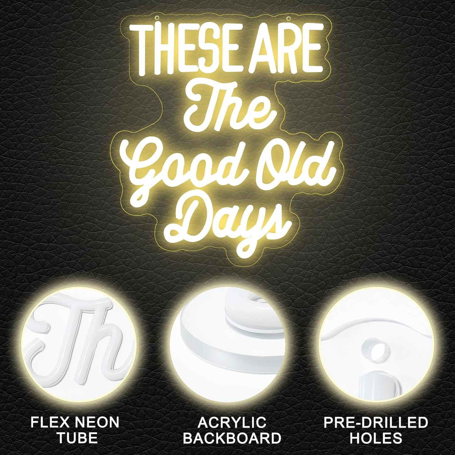 These Are The Good Old Days Neon Sign Dimmable Neon Signs for Wall Decor Inspirational LED Signs USB Light Up Sign for kids Girl Boy Room Wall Decor Nursery Bedroom Playroom Decoration Essentials