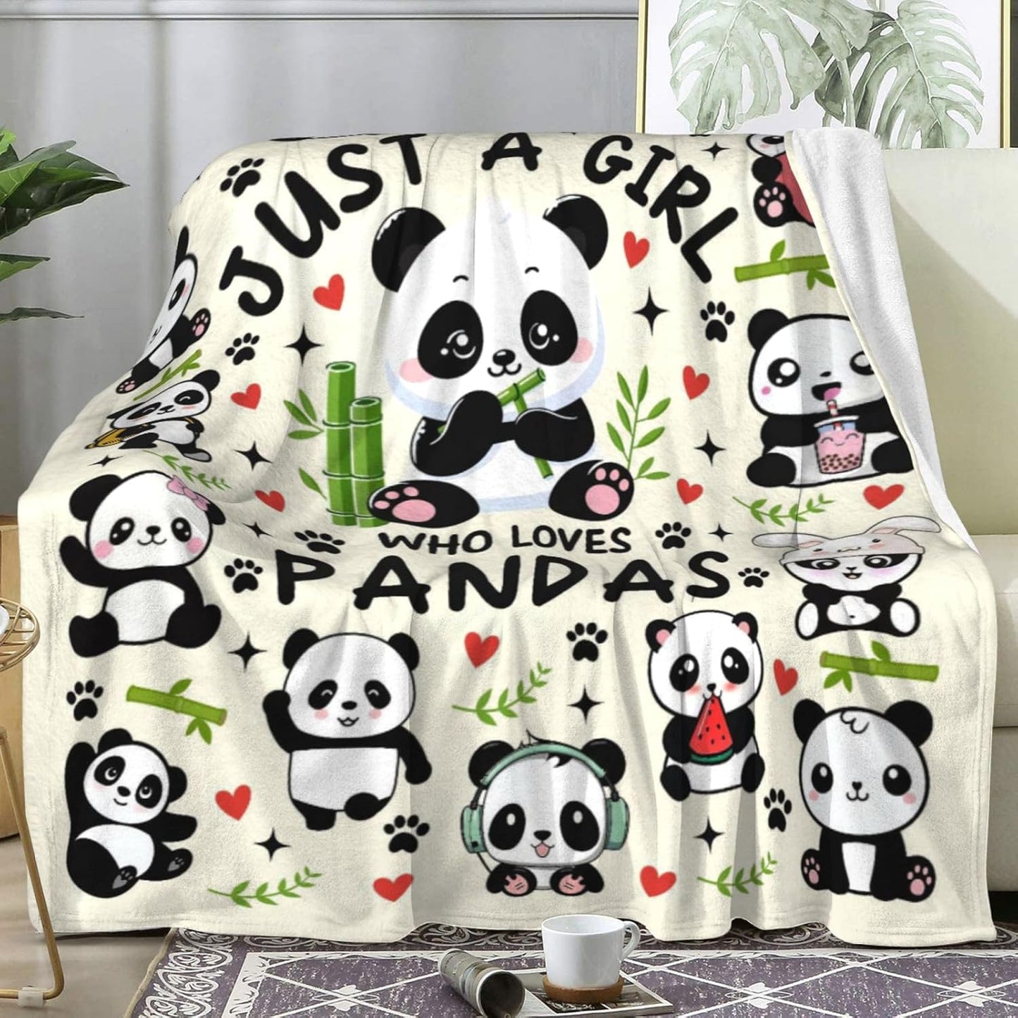 Panda Blanket Gifts for Panda Lovers Kids Teens,Pandas Accessories Stuff Animal Pattern Throw Blankets,Cute Pandas Theme Gifts for Women Girls Adults 60"x50"