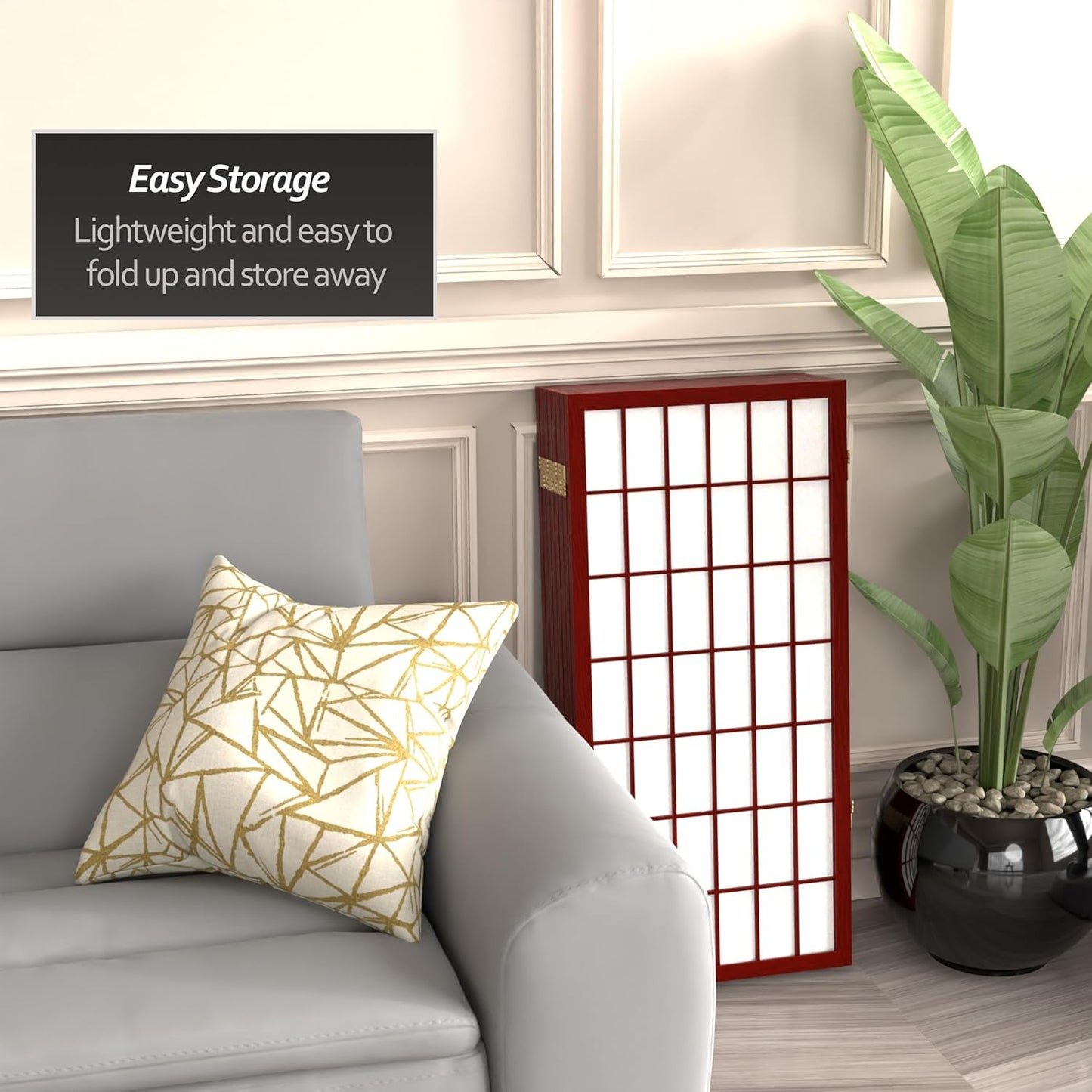 3 ft. Short Window Pane Shoji Screen - Rosewood - 8 Panels