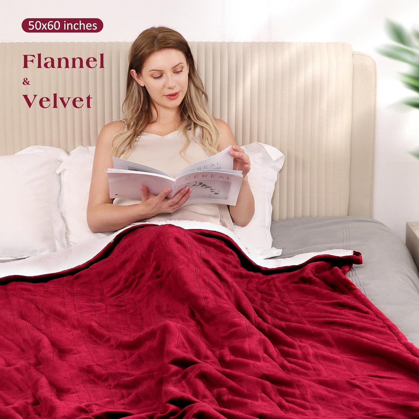 Electric Heated Throw Blanket 50" x 60", Soft Flannel Throw Blanket with 4 Heating Levels & 4 Hours Auto Off, Machine Washable for Home Office Use