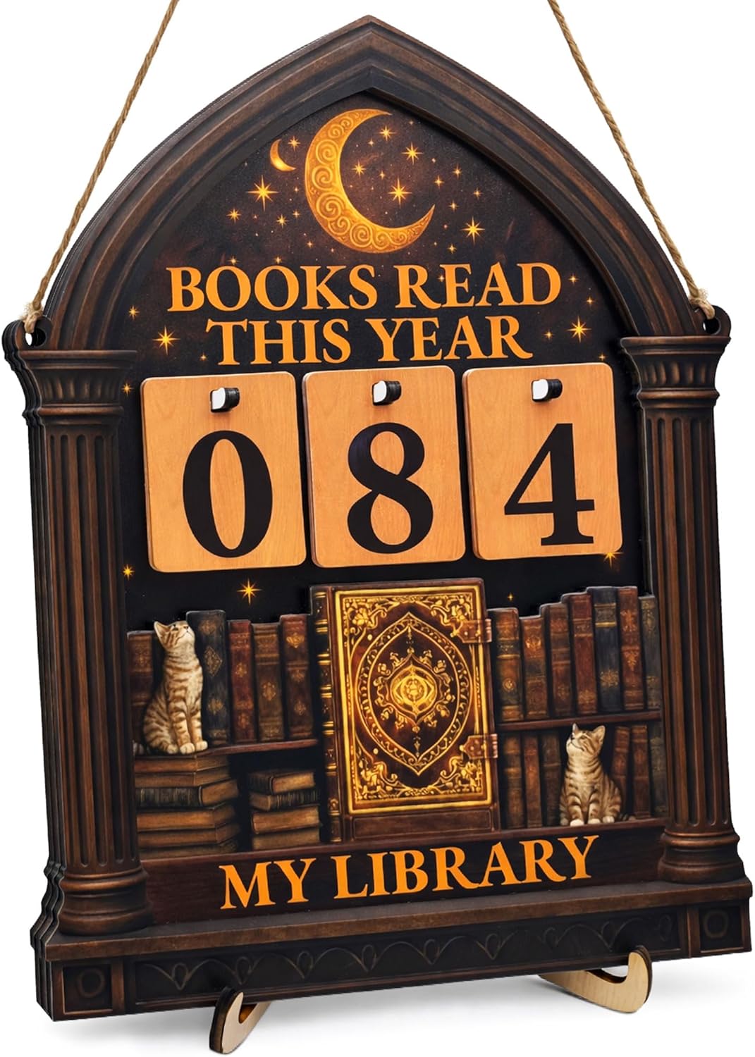 Books Read This Year Counter Sign - Vintage Reading Tracker Ornament Bookshelf Decor - Bookish Gifts for Book Lovers Bookworms Readers
