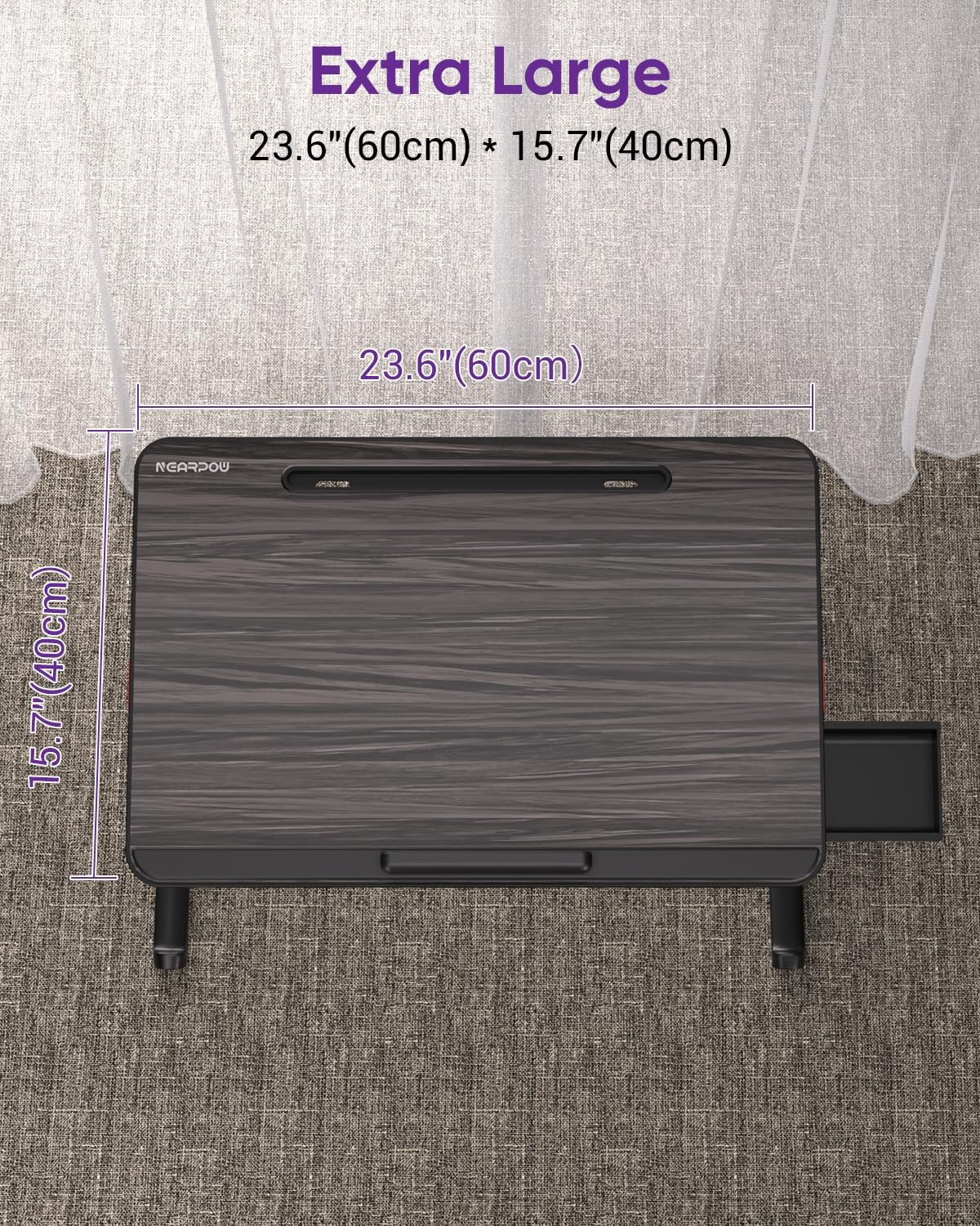 NEARPOW Laptop Desk for Bed, Adjustable Foldable Bed Table Lap Desk, Computer Tray Laptop Stand with Book Stand,Wrist Rest, Storage Drawer Foldable Lap Desk for Adults Kids Writing Work Study Couch