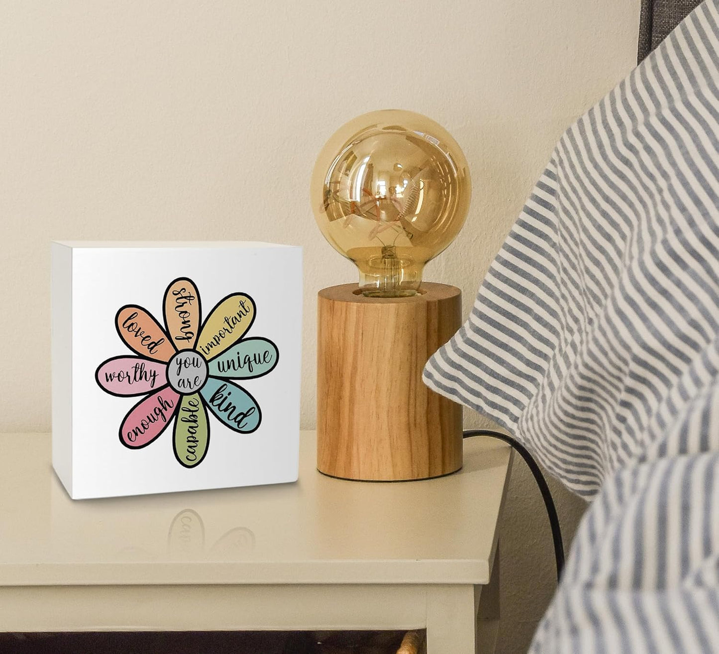 Inspirational Affirmation You are Wood Box Sign, Rustic Farmhouse Wood Block Plaque Decor for Home Girls Kids Room College Dorm Wall Desk Shelf Decoration
