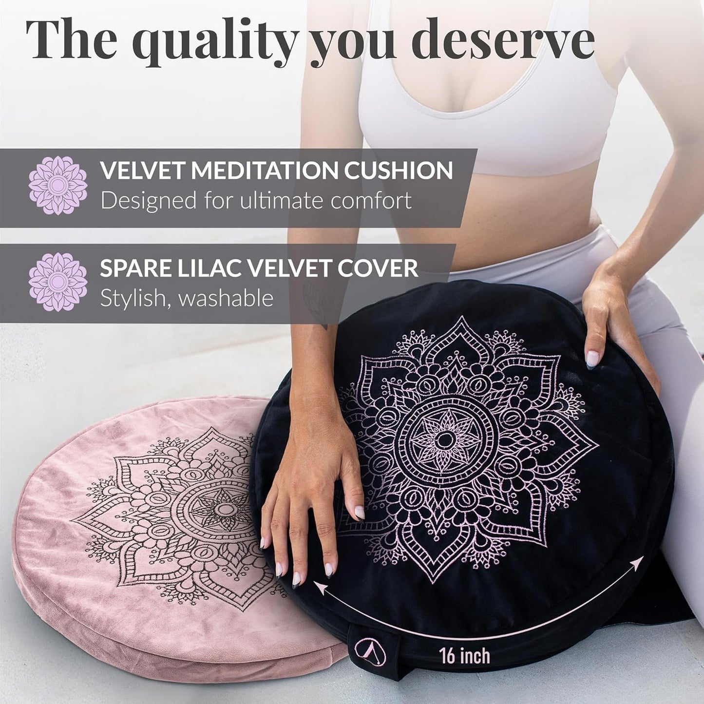 Aila Premium Meditation Cushion – Ergonomic Zafu Pillow with Buckwheat Filling – Includes Extra Washable Cover – Floor Cushion for Comfort & Posture Support – Ideal for Yoga, Mindfulness & Relaxation