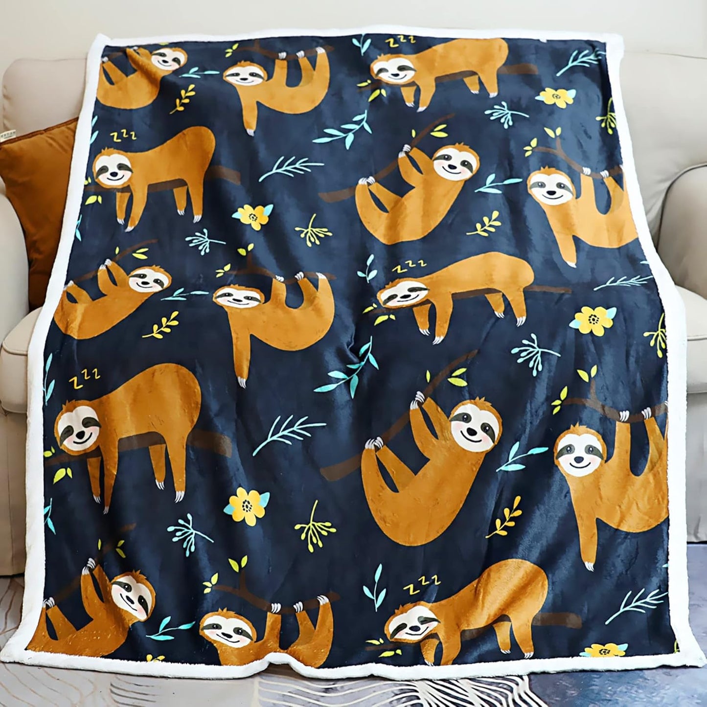 Sloth Blanket for Kids and Adults Sloths Printed Throw for Toddlers Boys Girls Soft Cozy Flannel Fleece Blankets (Sloth 3, 48"x60")