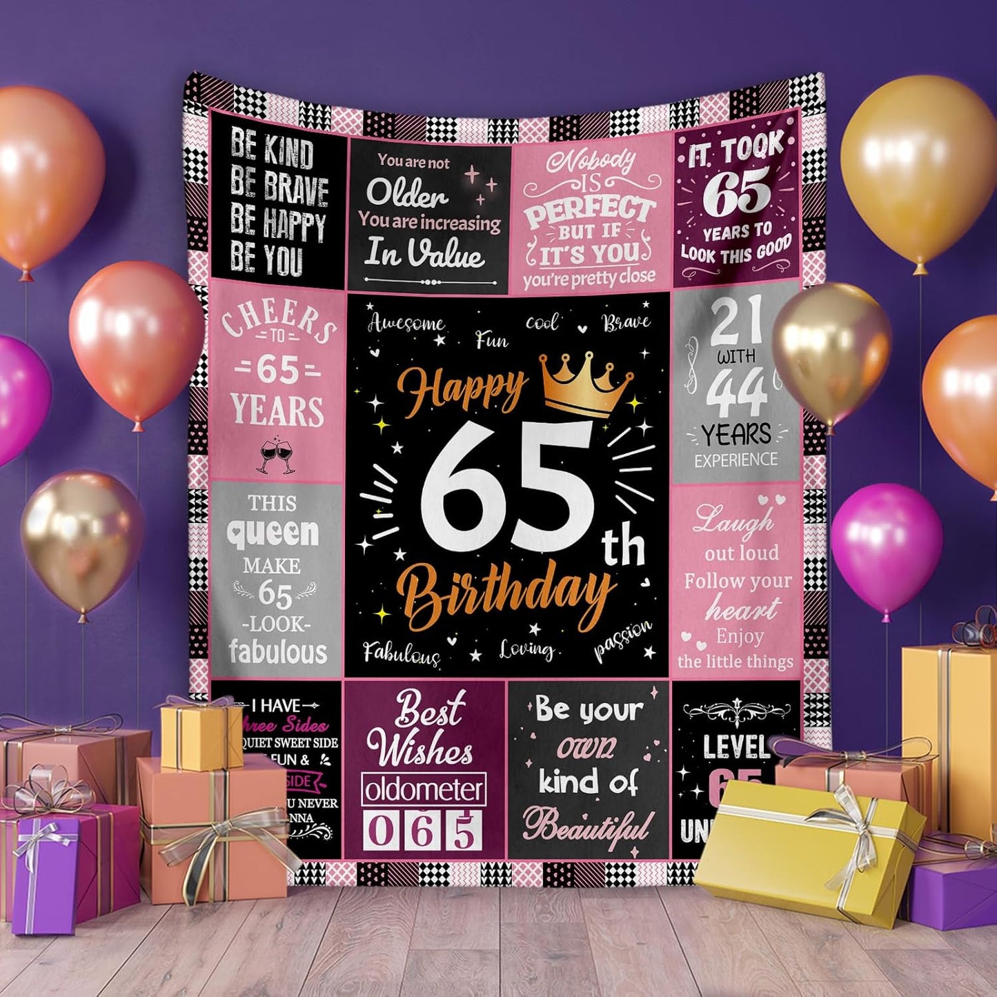 65th Birthday Gifts for Women Blanket, Funny Unique Fleece Throw 60"x80", Best 65 Years Old Birthday Gift Ideas for Mom, Wife, Sister, Friends, Female Birthday Decorations