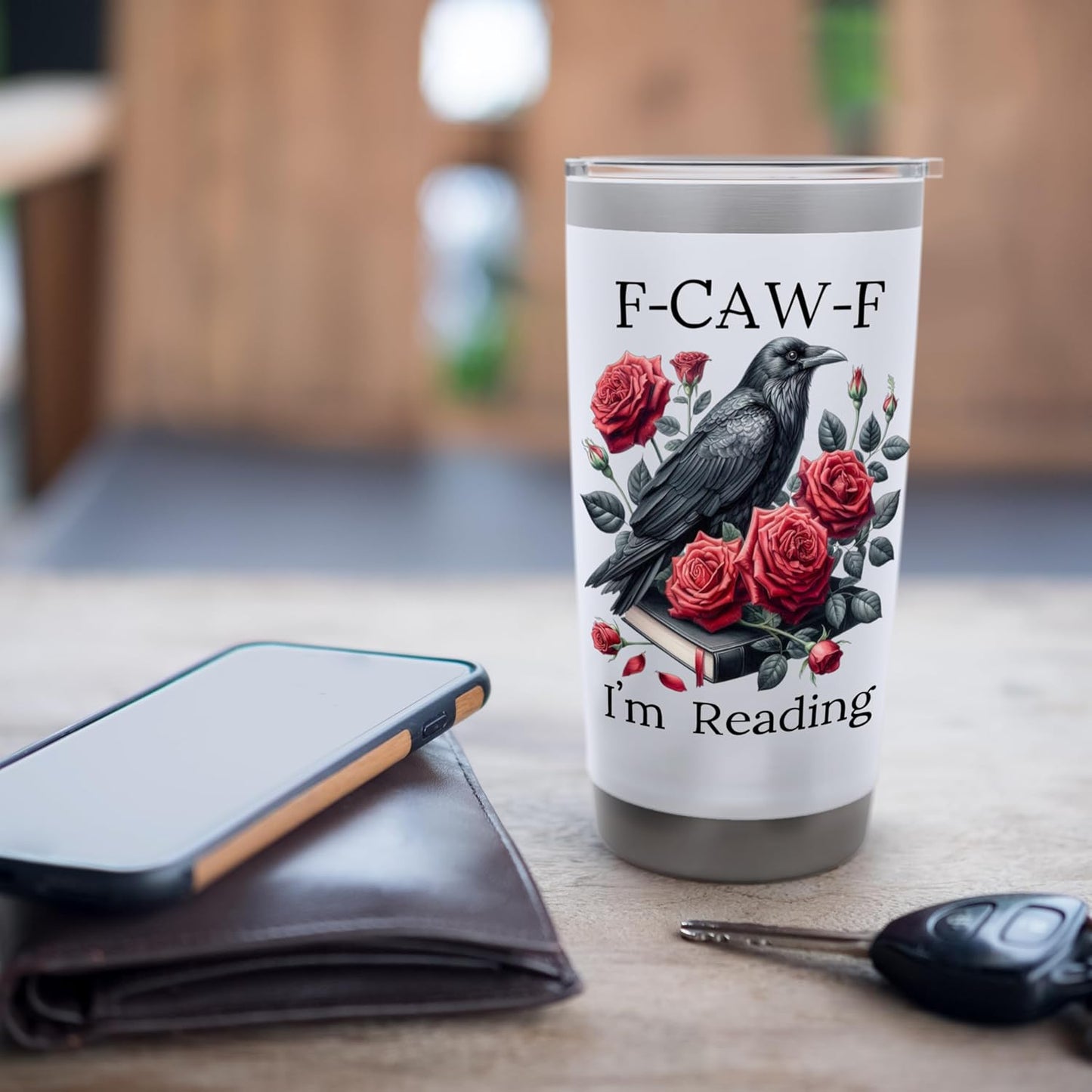 F Cawf Crow Book Lover Fuck Off Im Reading Smut Dark Romance Stainless Steel Insulated Tumbler