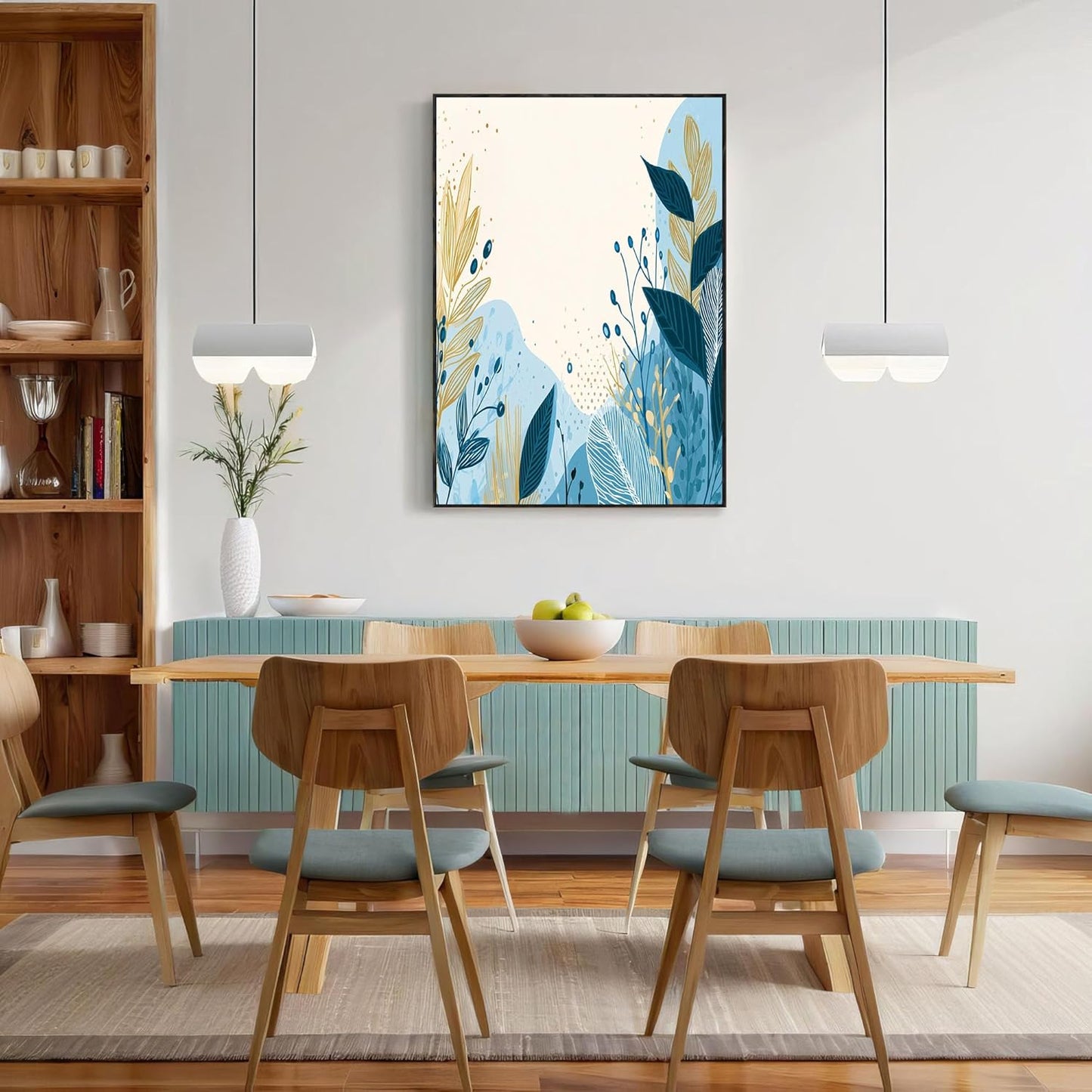 GDJSMIN Hand Drawn Botanical Elements Wall Art, Leaf Illustrations Poster for Reading Room Living Room Decor 24 x 36 inch Unframed