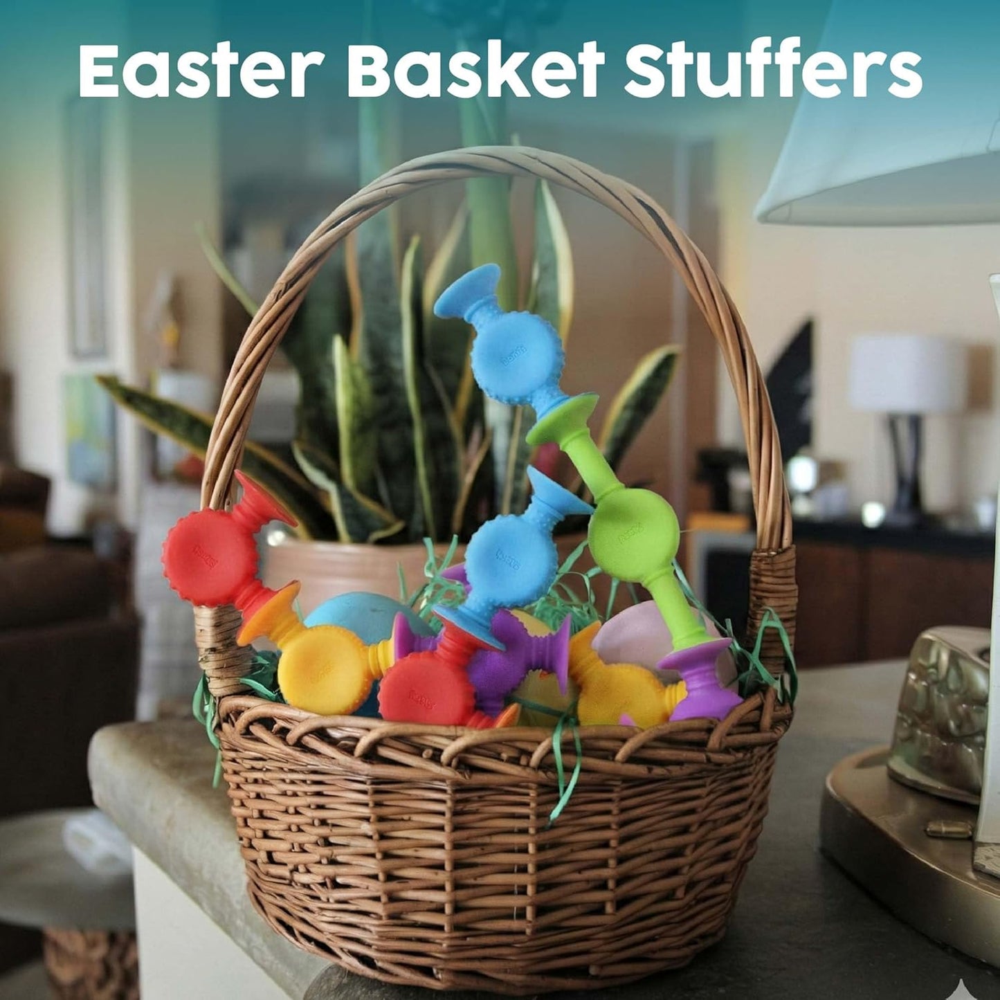 BUNMO Easter Basket Stuffers for Toddler - Bath Toys Suction - Easter Basket Stuffers - Fine Motor Skills - Stimulating Sensory Toys - Non-Mouthable 3+ - Textured 10pk