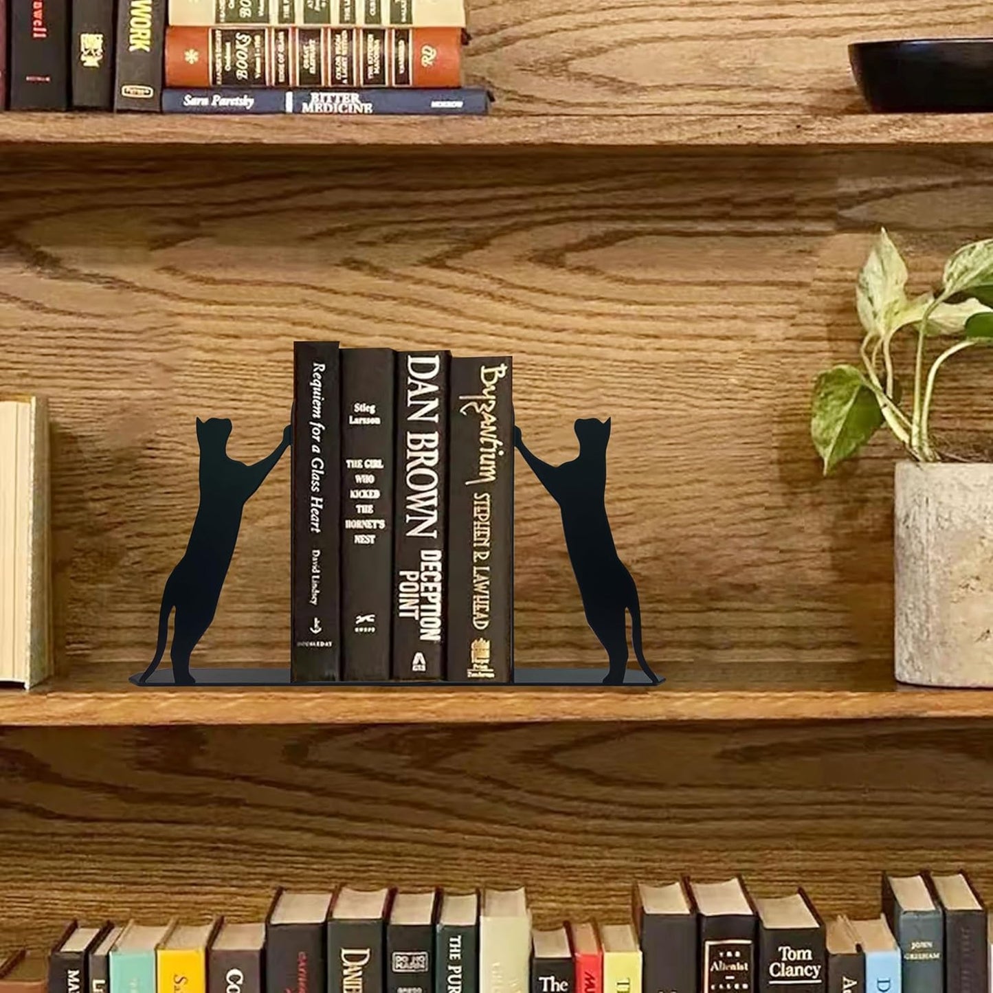 Cat Metal Bookends Cute Climbing Cat Book Ends for Shelves Bookshelf Decorative Objects Home Office Desk Nice Cat Lover Gifts for Women