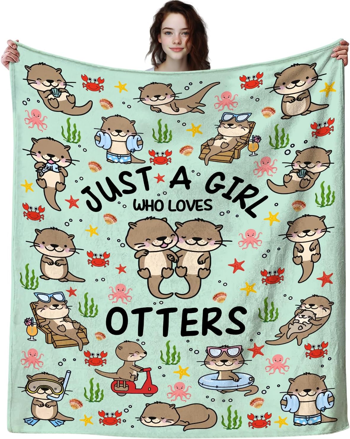 Sea Otters Blanket Gifts for Otter Lovers Kids Women,Sea Otter Accessories Stuff Cute Animal Throw Blankets,Otters Gifts for Adults Girls 60"x50"