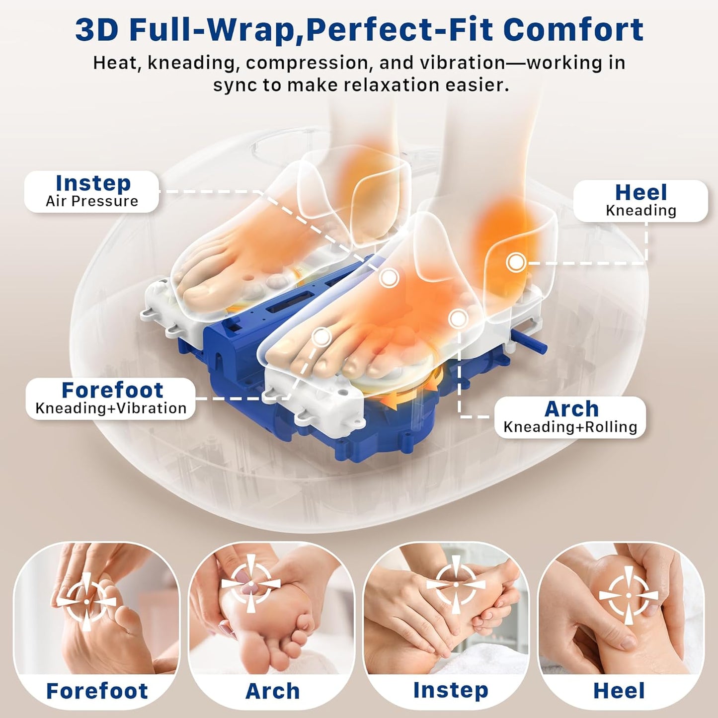Shiatsu Foot Massager with Heat : 2026 Upgraded Deep Kneading Foot Massager Machine with Vibration & Compression for Plantar Fasciitis & Neuropathy - Relax for Office Home Use, Silver