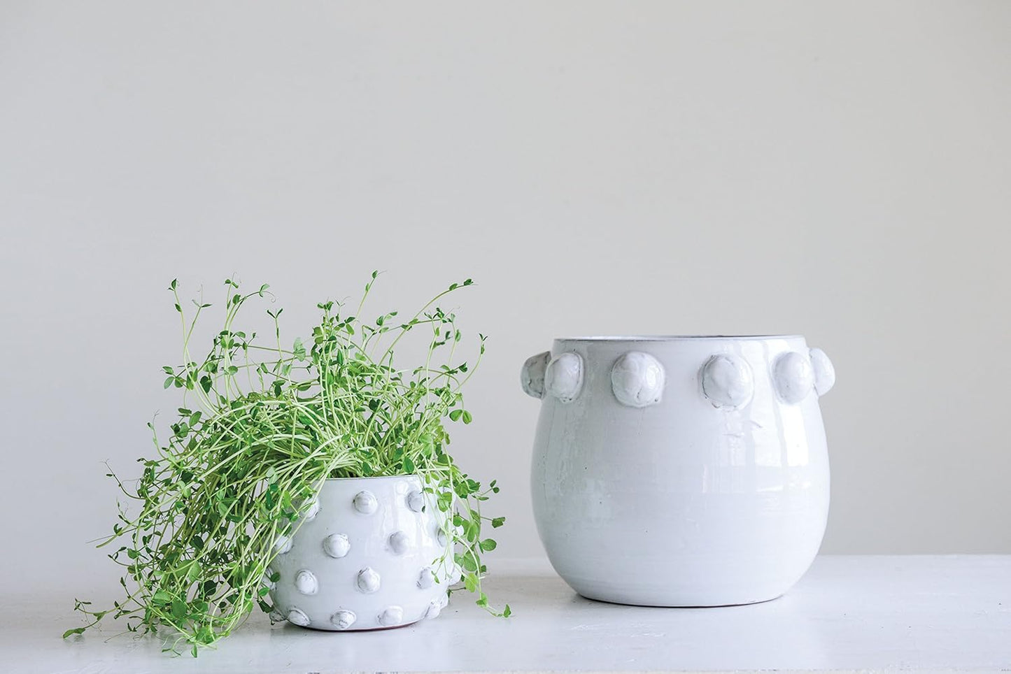 Creative Co-Op White Terracotta Planter with Bubble Design at Top