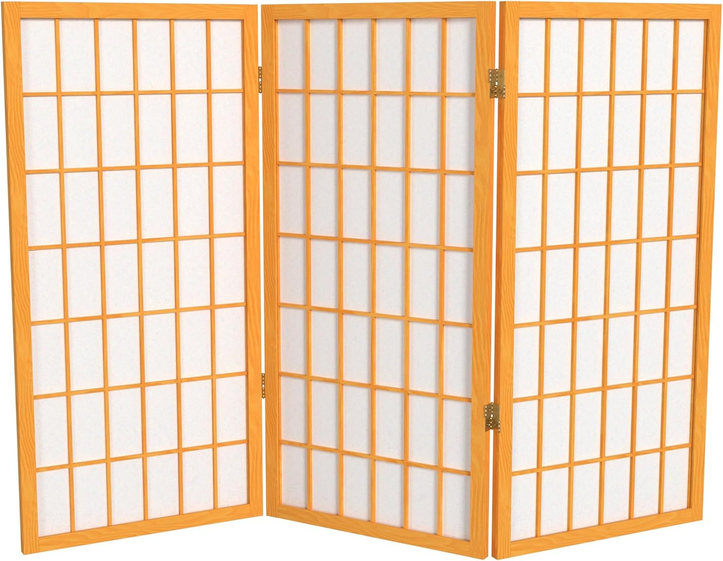 3 ft. Short Window Pane Shoji Screen - Honey - 3 Panels