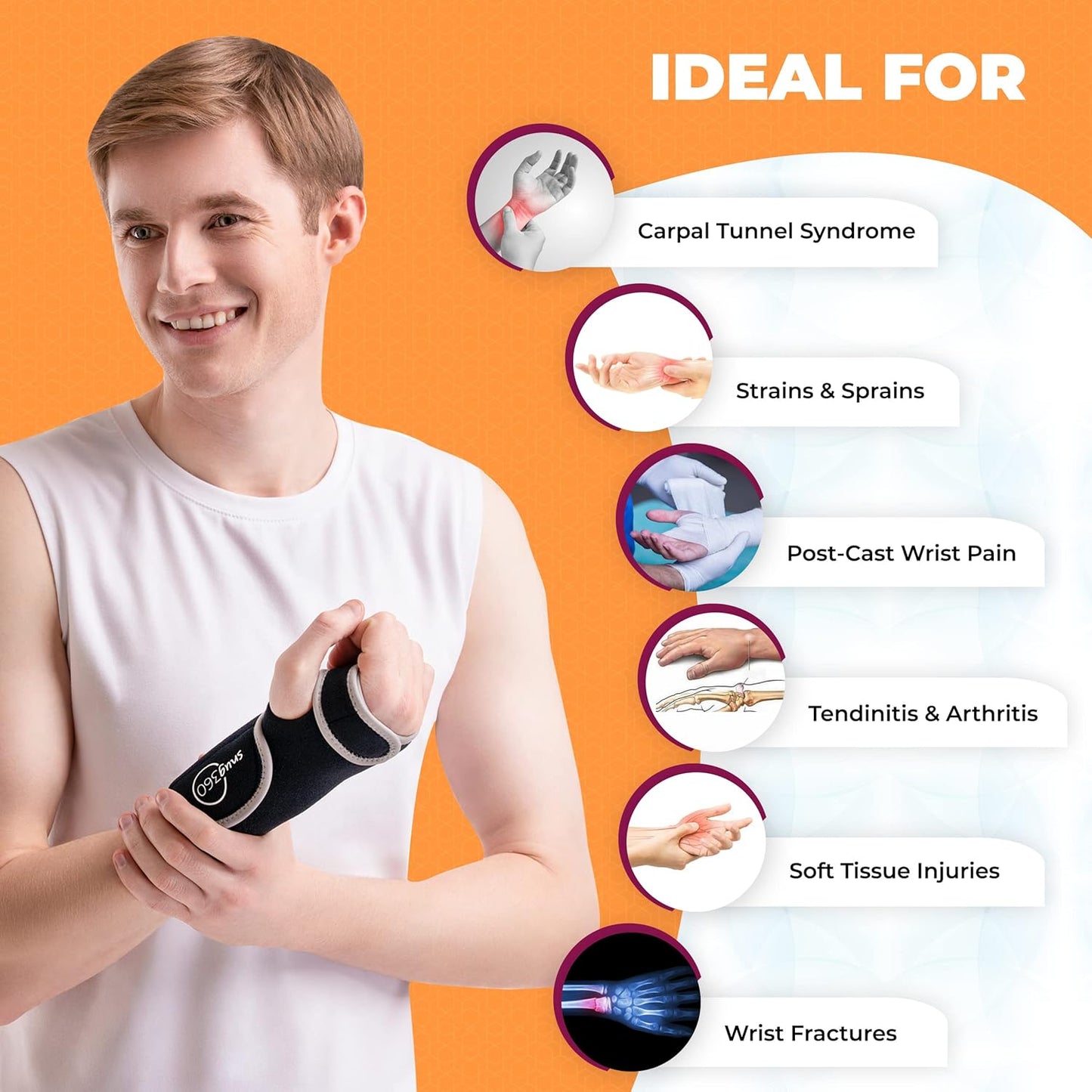 Carpal Tunnel Wrist Brace Left Hand - Adjustable & Breathable Wrist Support Brace for Carpal Tunnel, Tendonitis, Arthritis, Sprain & Fracture, Removable Aluminum Wrist Splint
