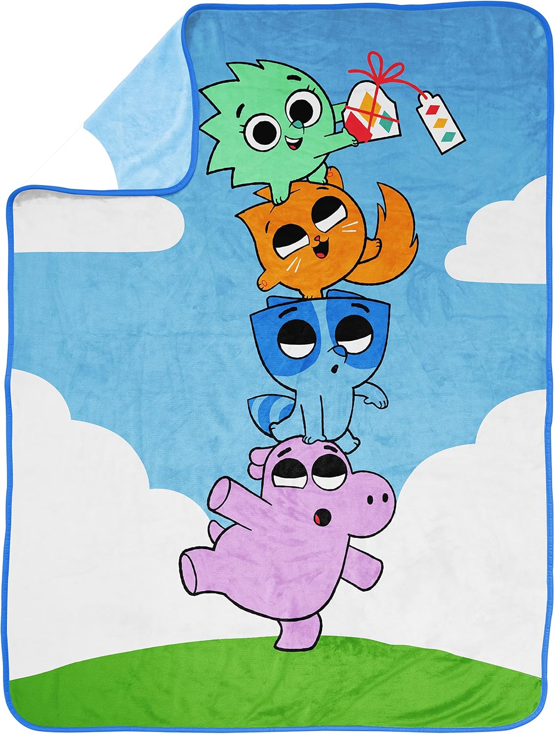 Jay Franco Pikwik Pack Animal Friends Blue Throw Blanket - Measures 46 x 60 inches, Kids Bedding - Soft & Cozy Fleece