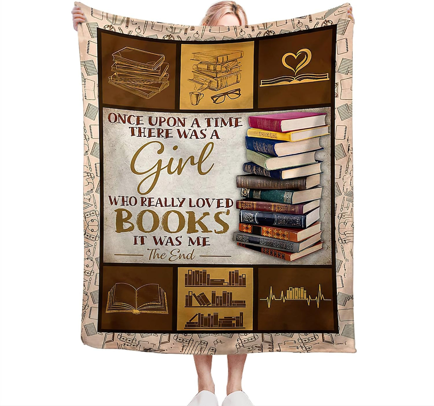 jerkboo Books Reading Blanket Throws Reading Gifts Reading Throw Blanket for Girls Kids Adults Soft Warm Cozy Fleece Blanket for Couch Sofa Bed 50""x40""