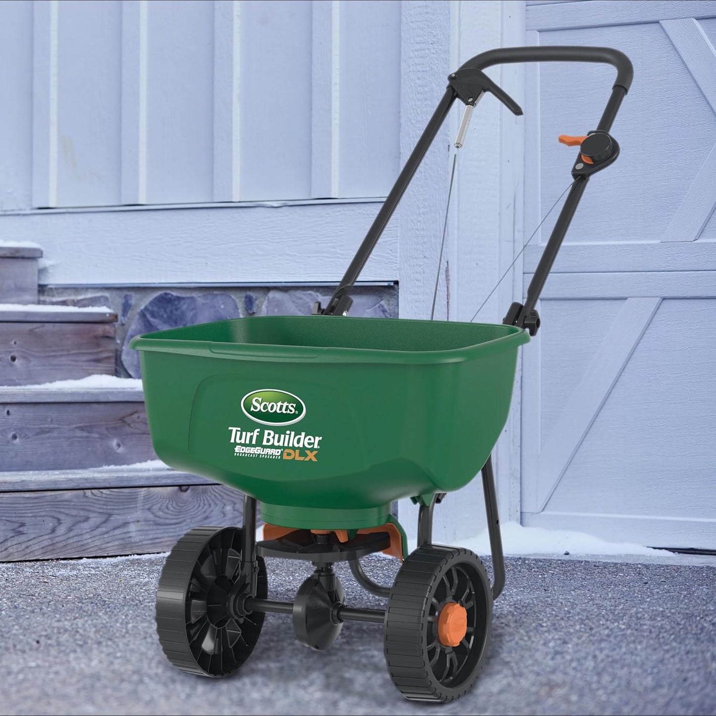 Scotts Turf Builder EdgeGuard DLX Broadcast Spreader - Spreader For Lawn Fertilizer, Weed & Insect Control, Grass Seed, and Ice Melt, Holds Up To 15,000 sq. ft. of Product
