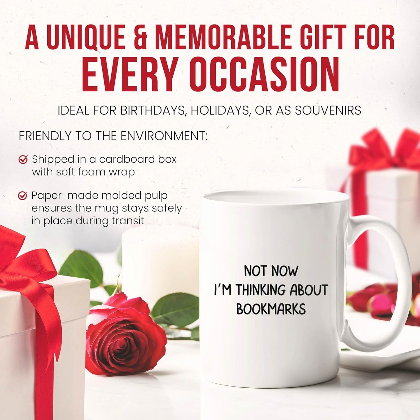 I'm Thinking About Bookmarks Mug - Reading Lover Coffee Cup - Funny Gift From - Literary Enthusiast Tea Mugs - Cups - 11 Oz Ceramic Gifts For Readers, Birthday, Him, Her, Christmas, National Book Day