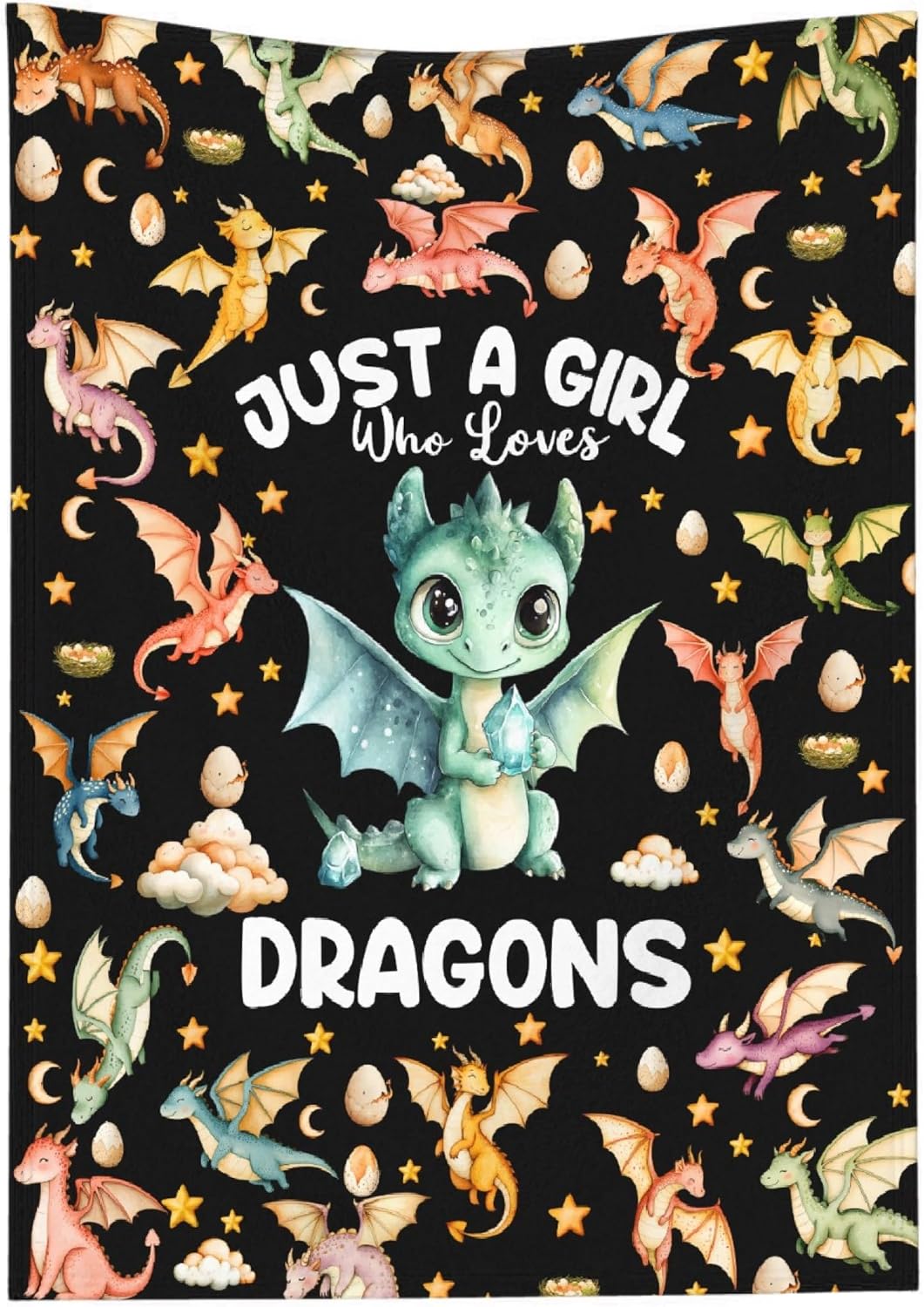 Dragon Blanket, Just A Girl Who Loves Dragons Blankets, Gift for Girls Dragon Lover, 40"x50" Soft Lightweight Plush Throw Blanket for Couch Bed Sofa Decoration