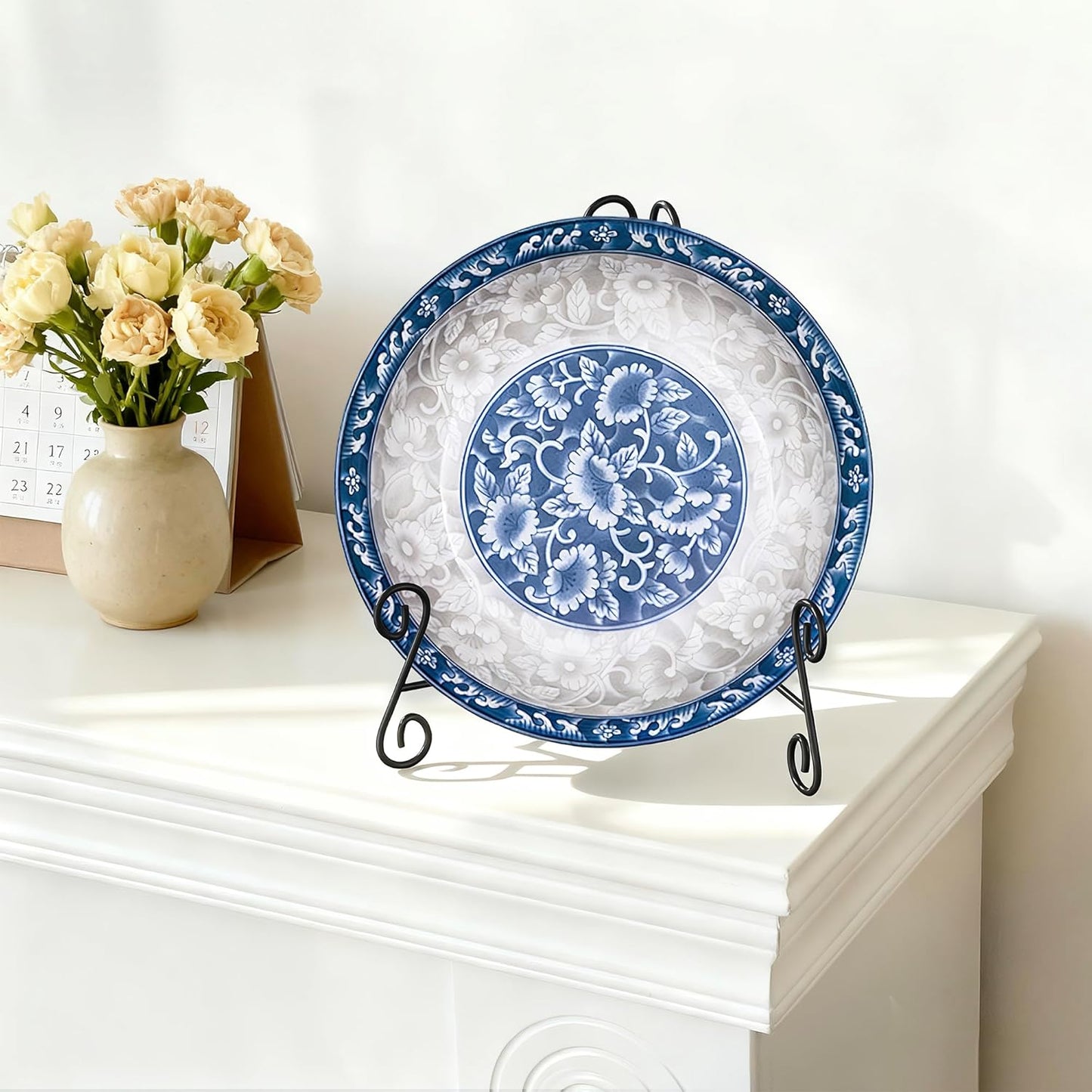 Plate Stand, 2 Pack 10 Inch Plate Holder for Display, Black Foldable Iron Table Easel for Picture Book Photo Frame Decorative Plate