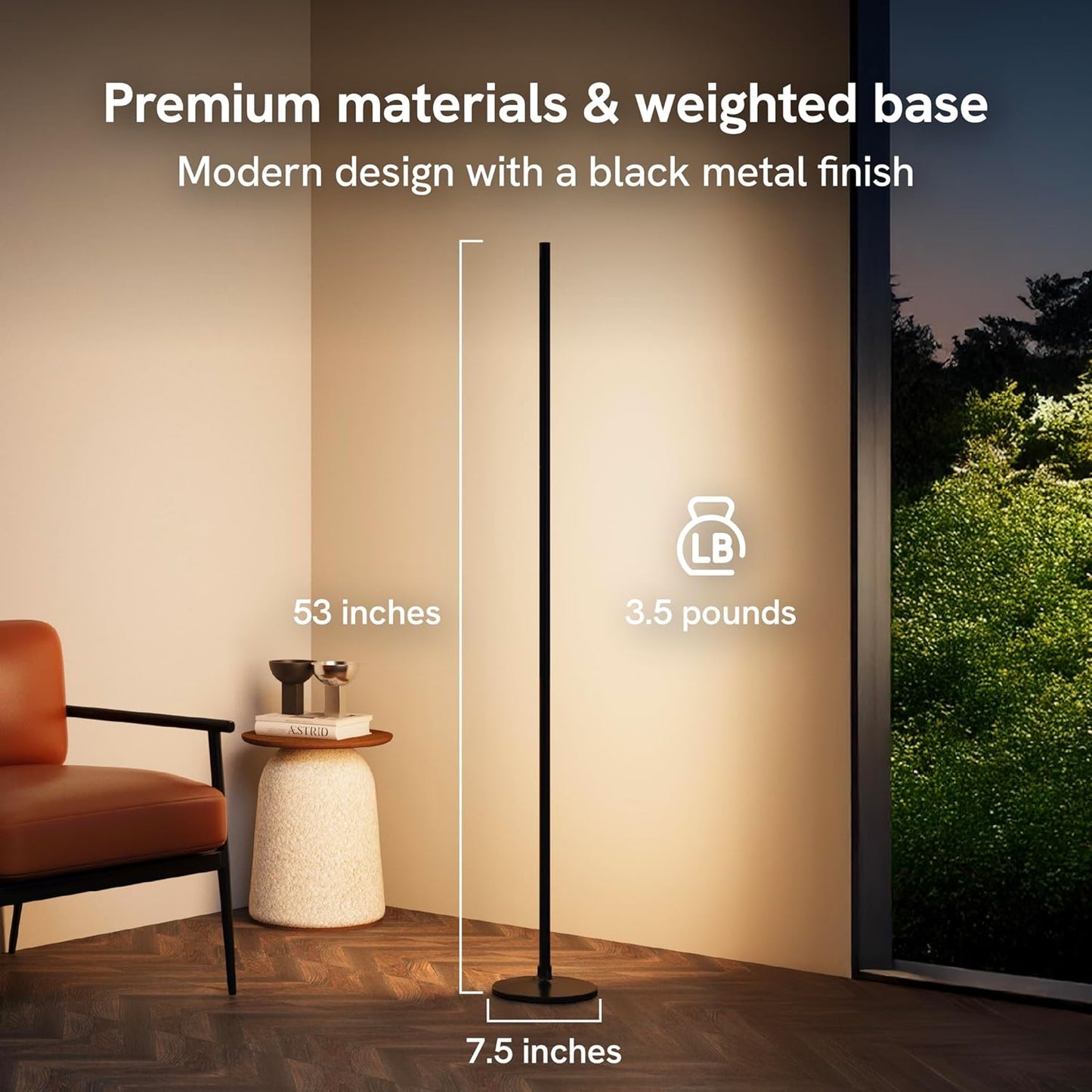 Aura Labs RGBICW Floor Lamp, Ambient Light LED Corner Light Alexa Control with Music Sync 1000 Lumen 4-Billion Colors, 90+ CRI, Preset & Custom Colors & Scenes, Modern Floor Lamps for Living Room