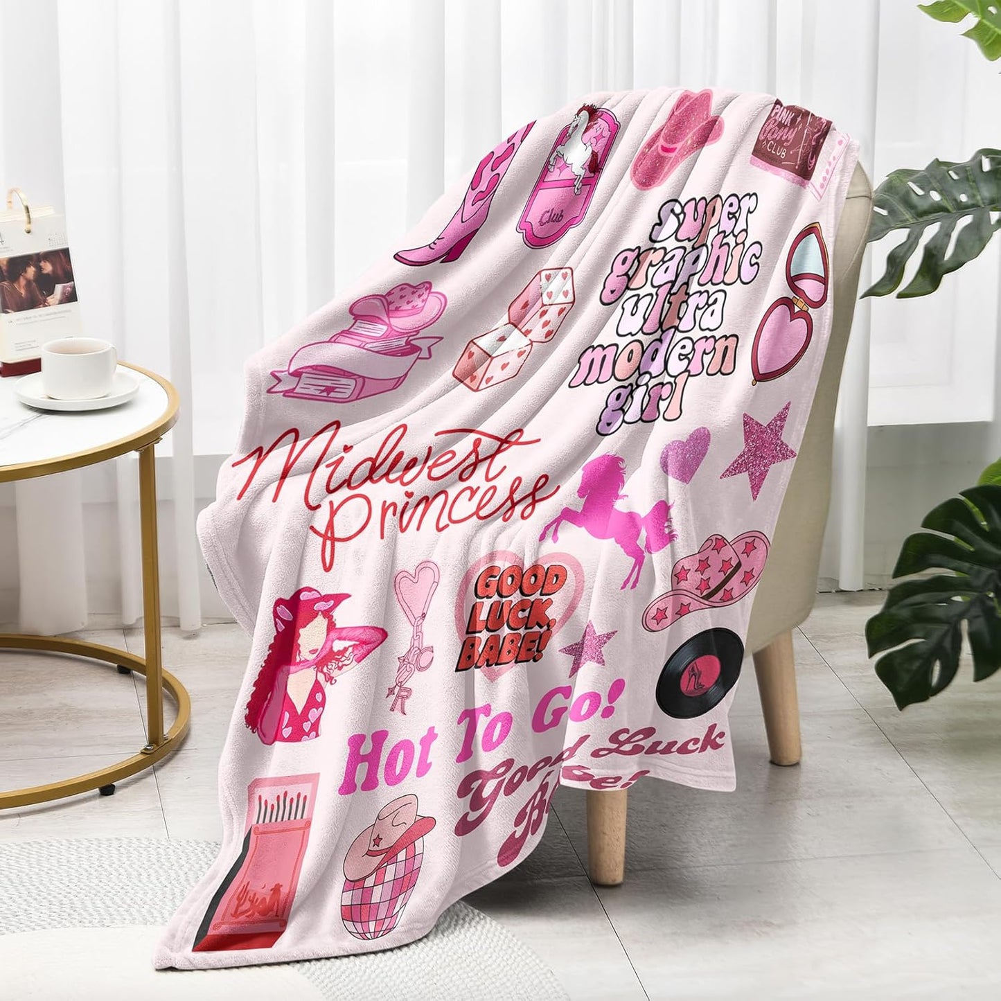 50"x 40" Pink Music Pony's Singer Throw Blanket, Chappell Gifts for Girls Fans Women, Soft Blankets All Seasons, Plush Cozy Lightweight Flannel Quilts for Bedroom Sofa Couch Living Room