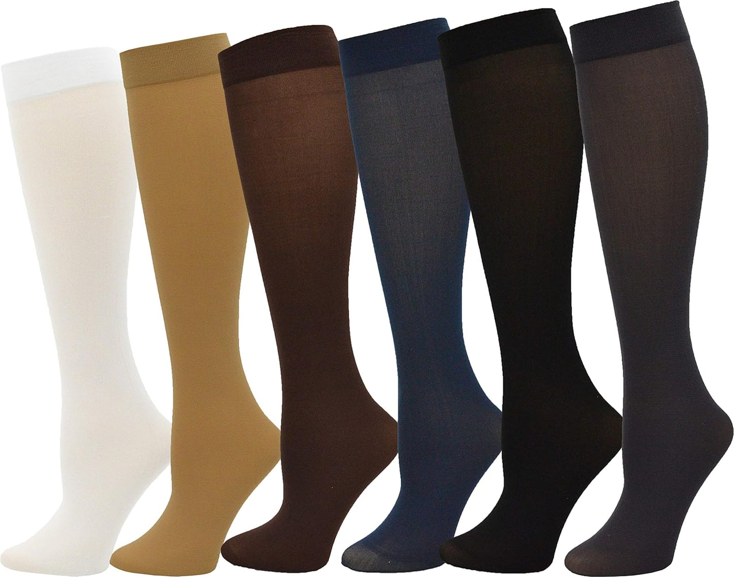 Winterlace Queen Size Trouser Socks for Women, 6 Pairs Plus Stretchy Opaque Knee High Bulk Dress Sock