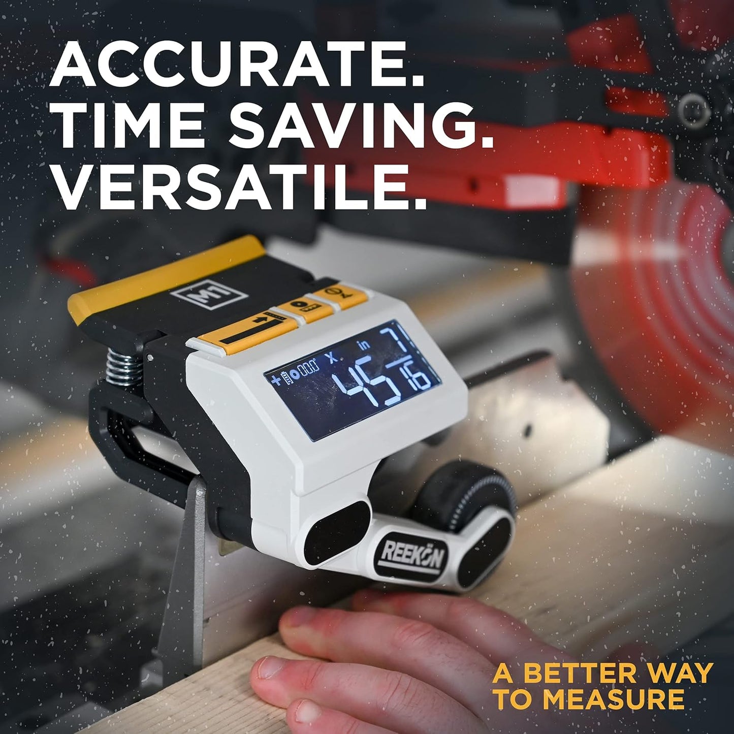 REEKON M1 Caliber Measuring Tool for Miter Saws – Eliminates Need to Measure & Mark Materials, Reduces Cut Time and Increases Safety, Measures Flat & Round Materials