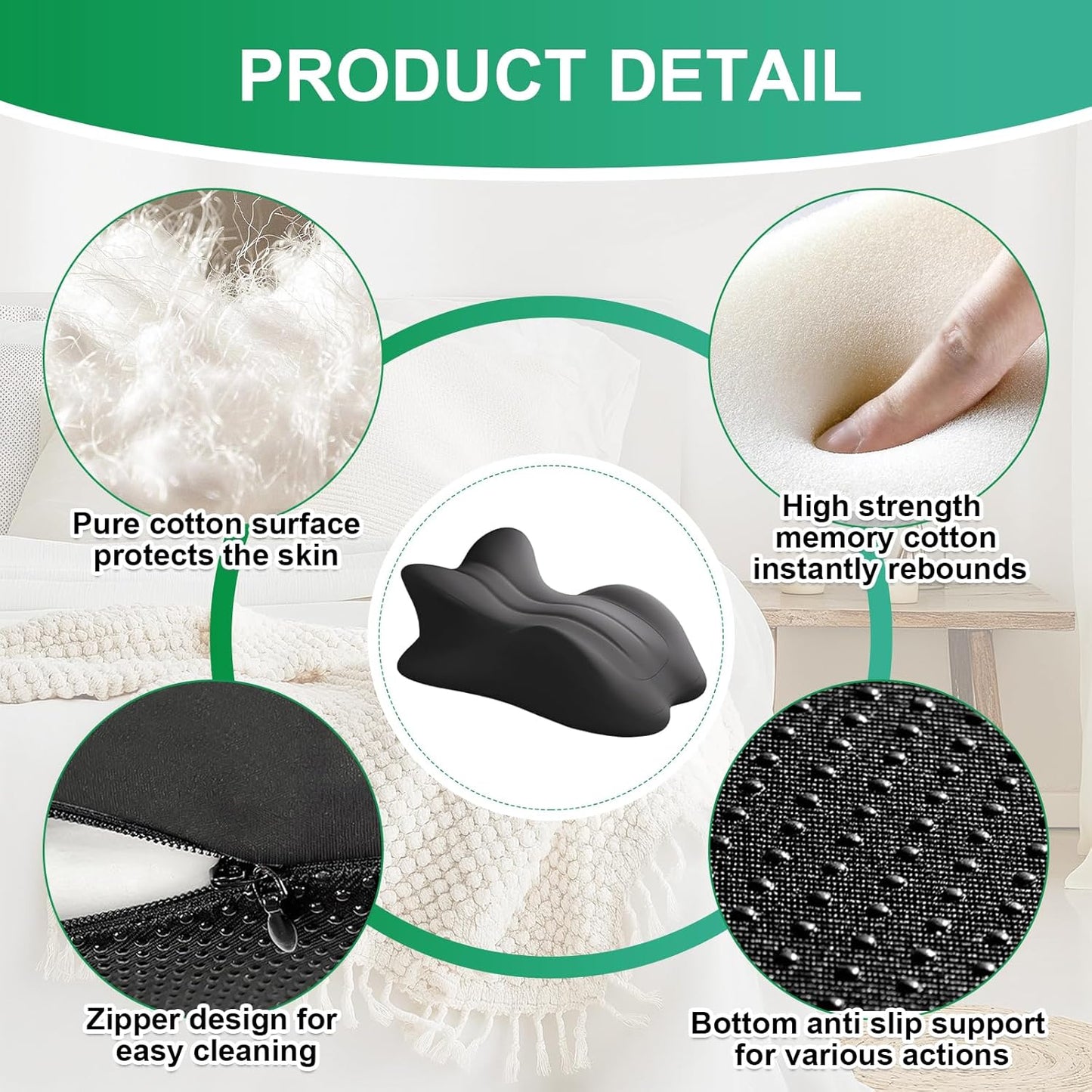 Large Size Memory Foam Ergonomic Pillow – Prone Support Orthopedic Pillow for Sleeping, Reading & Back Relief with Removable Cover Body Pillow Suppurt Weights Over 260 Pounds