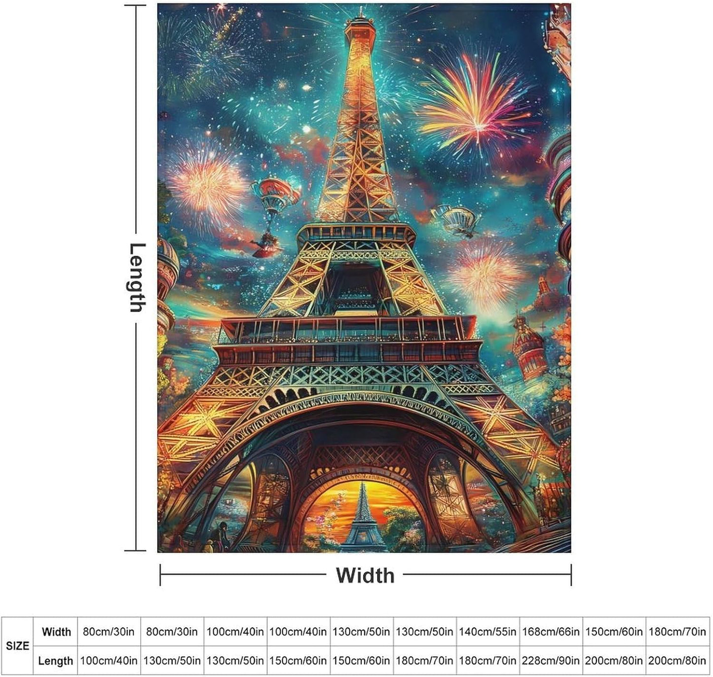 Paris Eiffel Tower (6) Throw Blanket for Couch Bed Plush Cozy Fuzzy Flannel Blanket for All Season 60"x80"