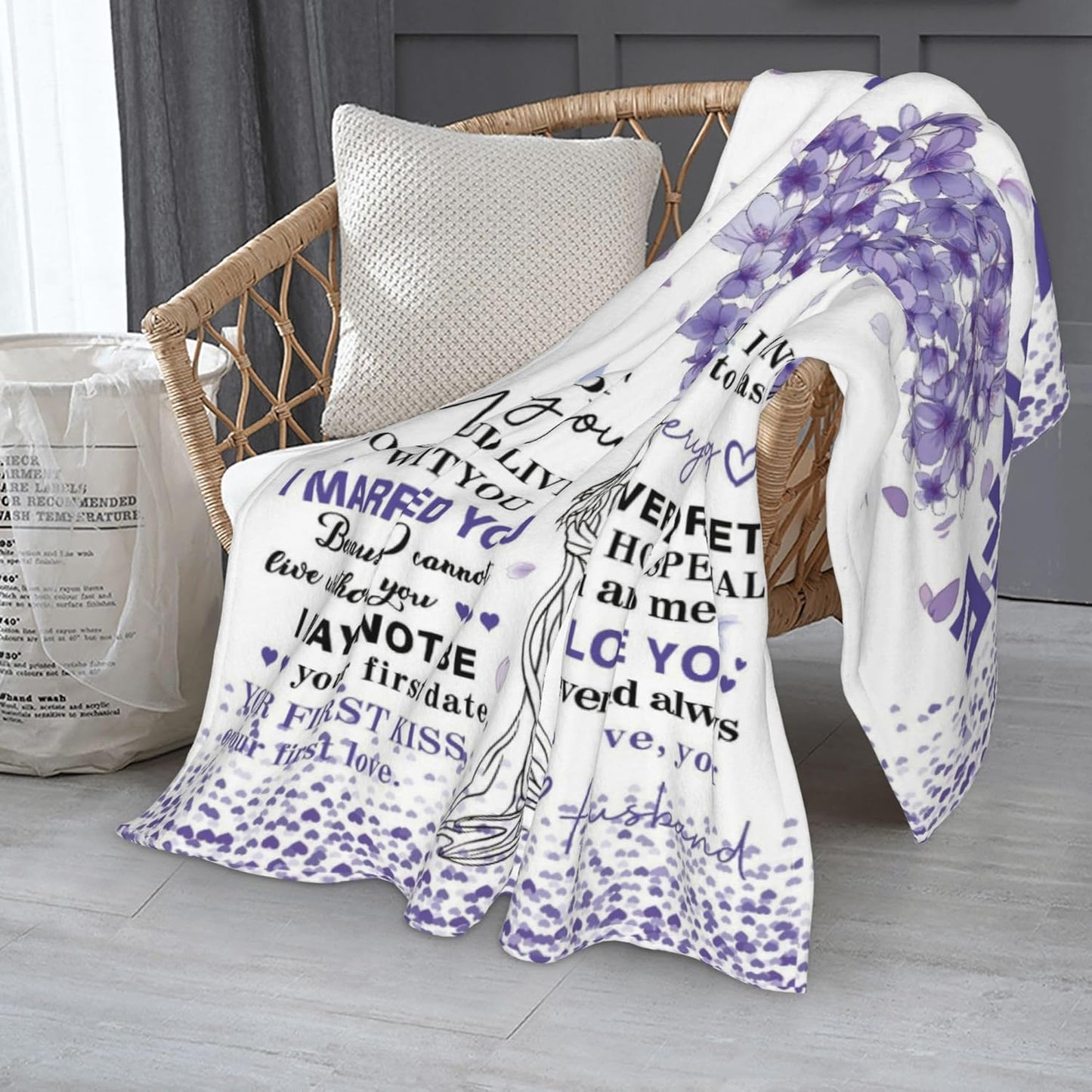 to My Wife Blanket Anniversary Birthday Gifts for Wife from Husband Best Women Birthday Gift Ideas for Her Christmas Valentines Day Romantic I Love You Gift for Her 50"x60"（Purple）