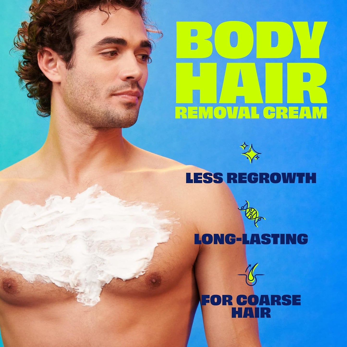 Nair Men Hair Remover Body Cream, Quick and Easy Body Hair Removal Cream for Men, Aloe and Lanolin, Dermatologist Tested, 12 Oz
