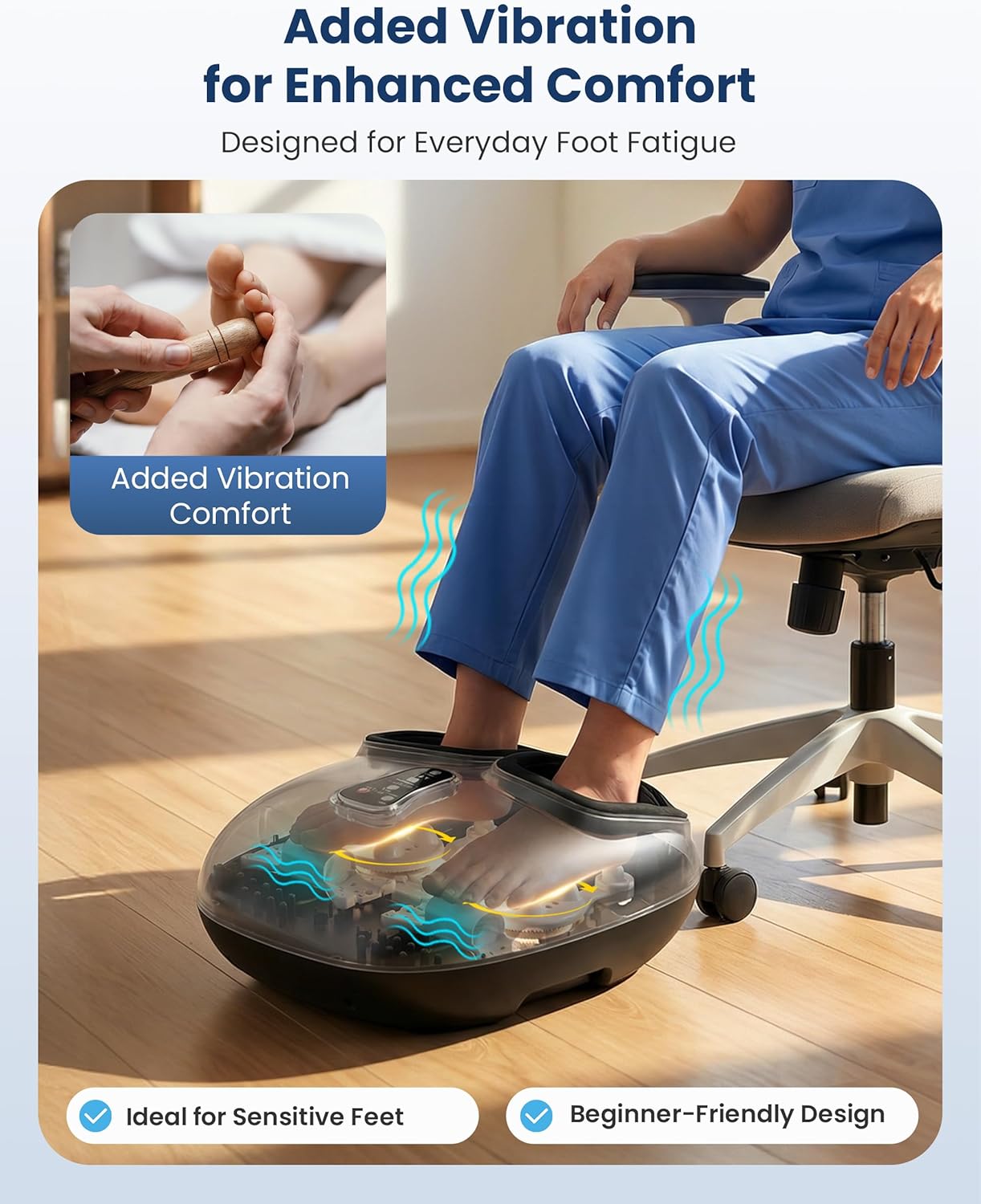 COMFIER Shiatsu Foot Massager with Heat,Vibration,Rolling Compression,FSA Eligible HSA Store,Feet Massager Machine for Plantar Fasciitis,Neuropathy Pain,Mothers Day Gifts for Women,Size up to 13“