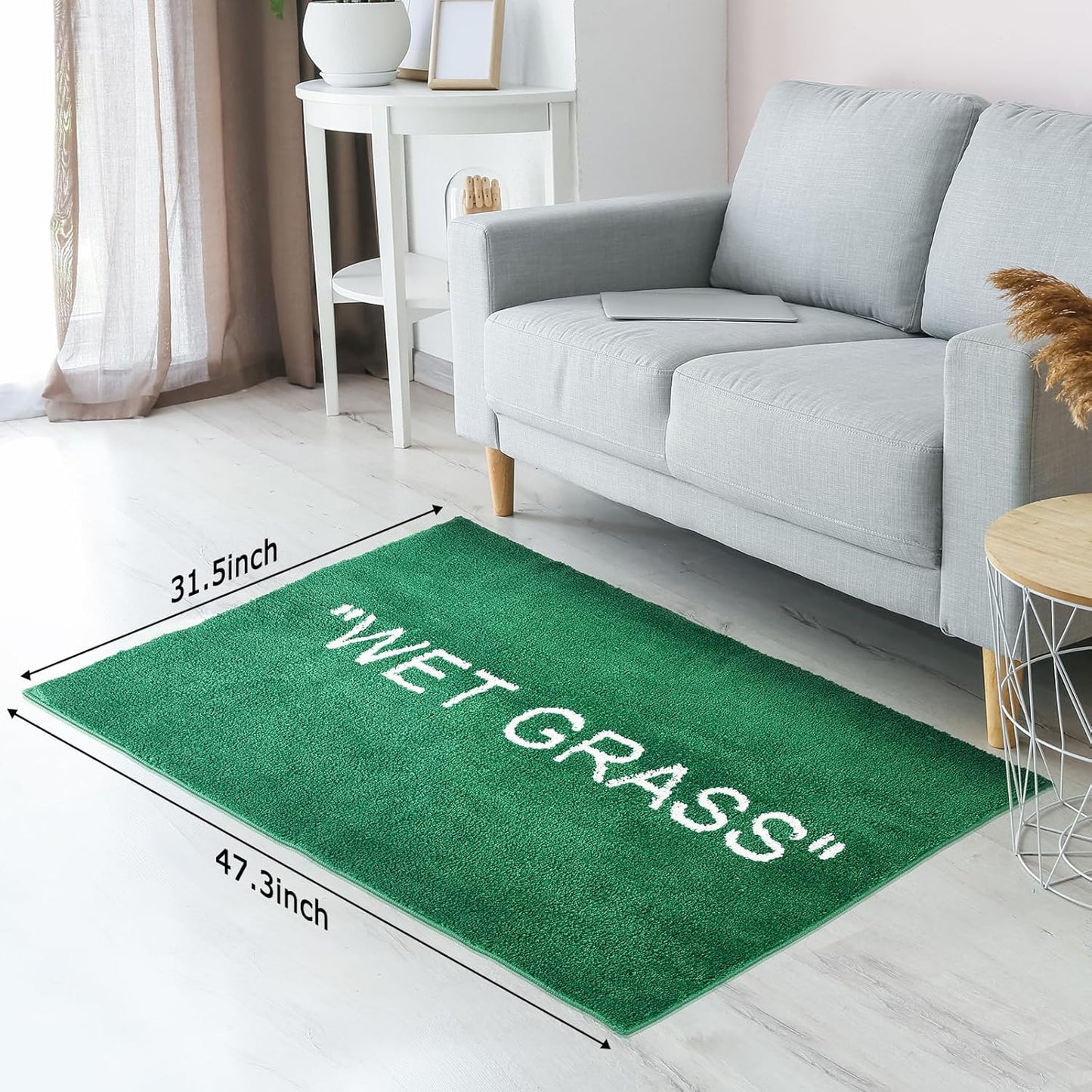Wet Grass Rug for Bedroom-Non Slip Wet Grass Carpet for Living Room-Green Grass Rug is Machine Washable Home Floor Mat-Premium Area Rug for Home Decor [47.2 x 31.5]