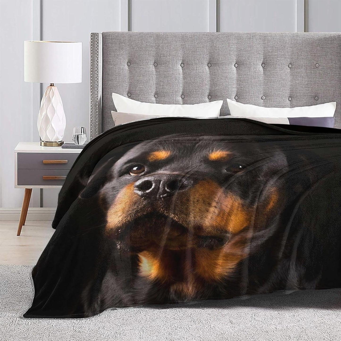 Rottweiler Cute Dog Charm Quiet Full Fleece Throw Cloak Wearable Blanket Flannel Comforter Quilt Nursery Bedroom Bedding Plush Soft Cozy Air Conditioner Blanket