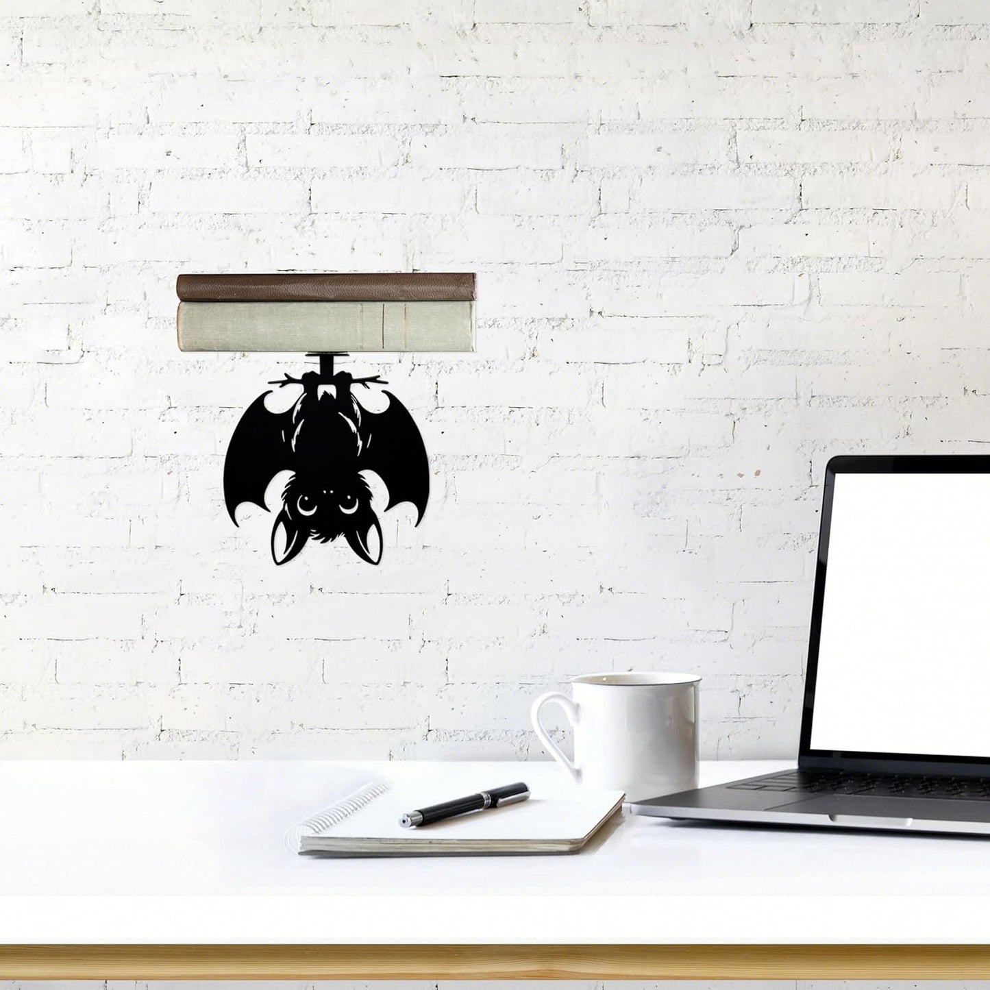 Metal Bat Floating Book Shelves for Wall, Unique Gothic Decor, Invisible Bat Bookshelf Wall Mounted, Unique Gifts for Gothic Lovers